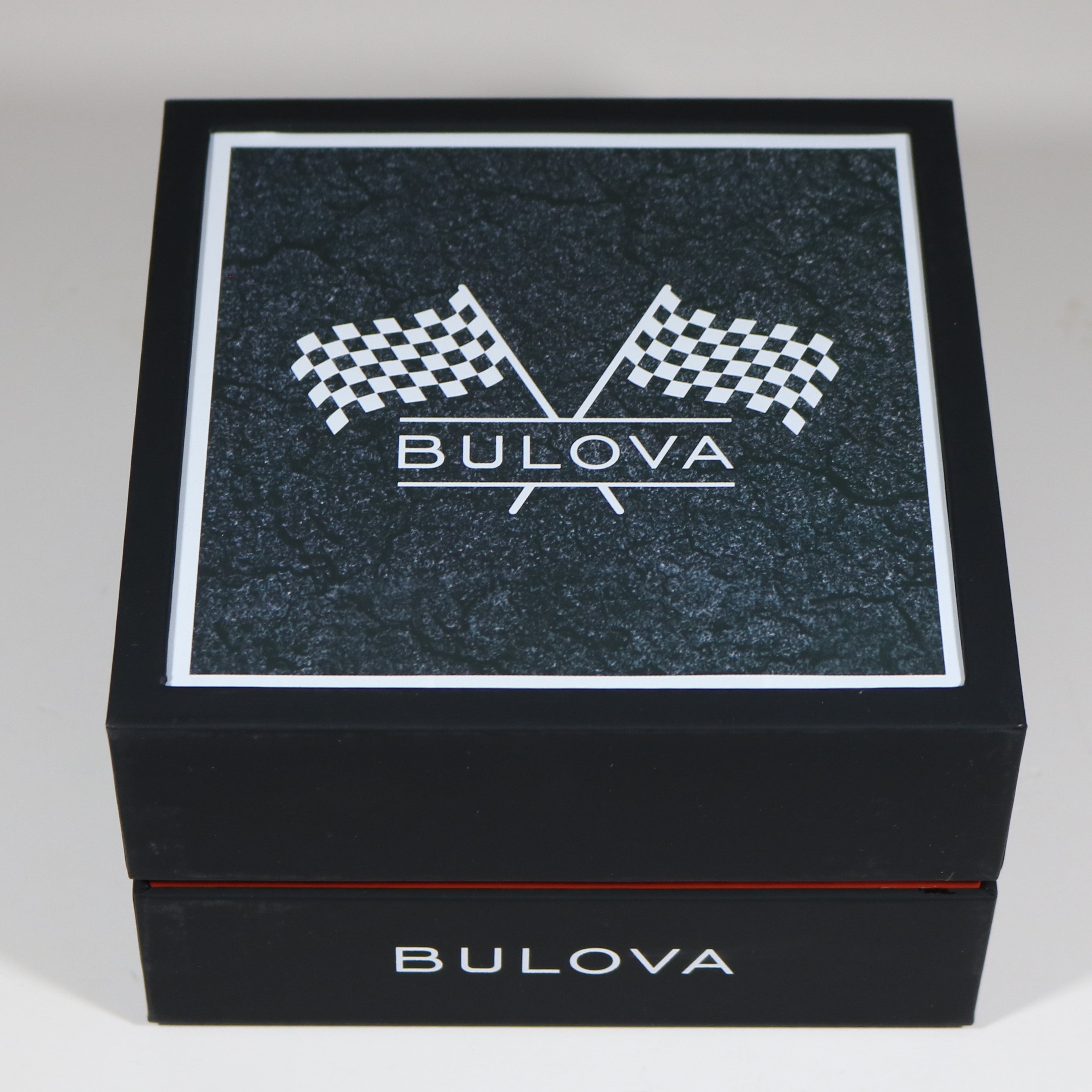 Bulova Quartz Racing Chronograph Black Dial Leather Strap Men's Watch 98B428