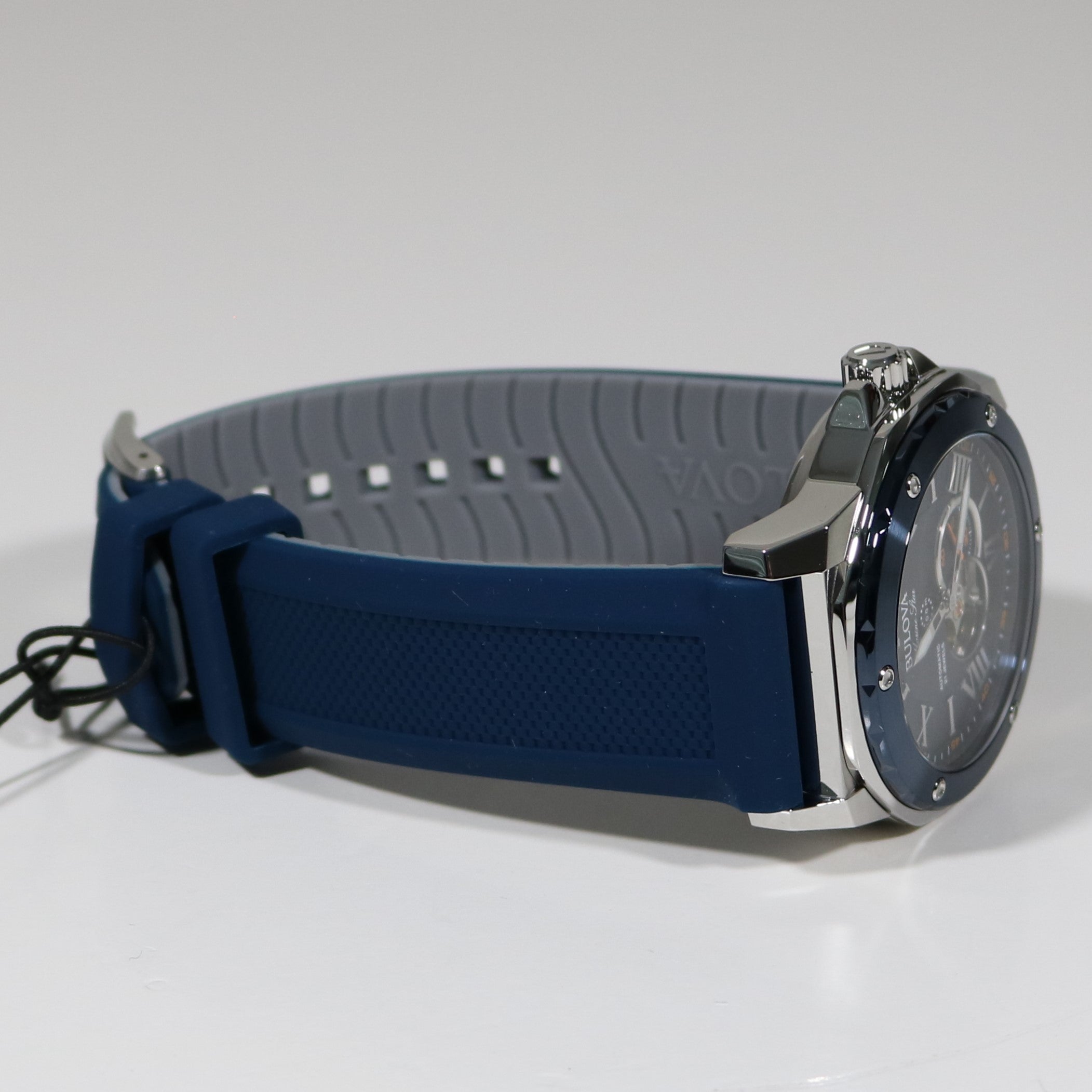 Bulova Marine Star Blue Dial Stainless Steel Rubber Strap Men's Watch 98A303