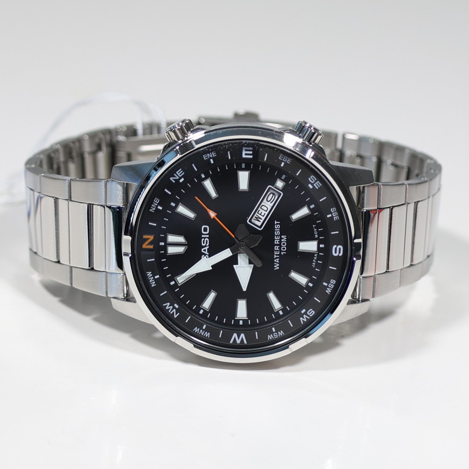 Casio Sports Blue Bezel Black Dial Stainless Steel Watch MTD-130D-1A4VDF