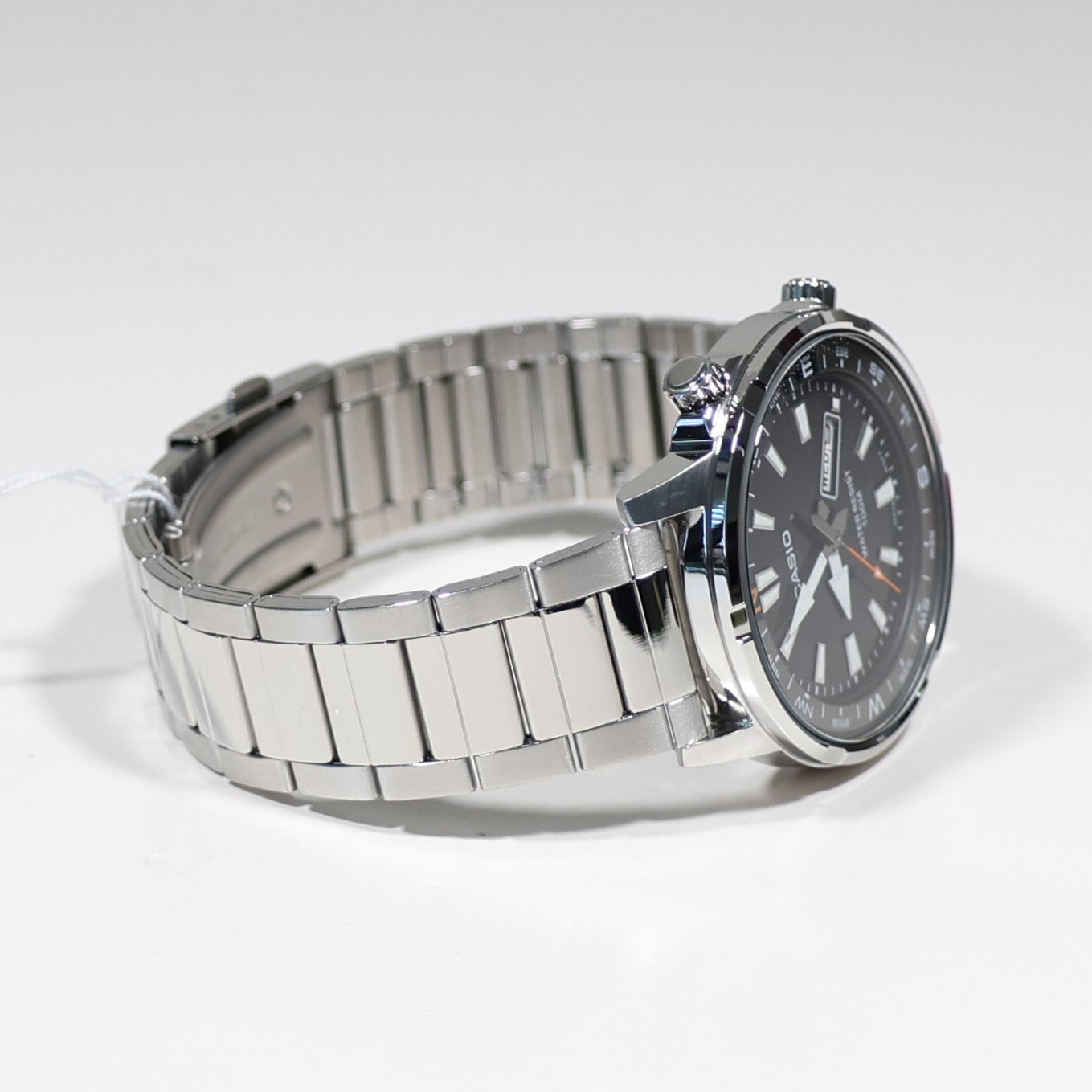 Casio Sports Blue Bezel Black Dial Stainless Steel Watch MTD-130D-1A4VDF