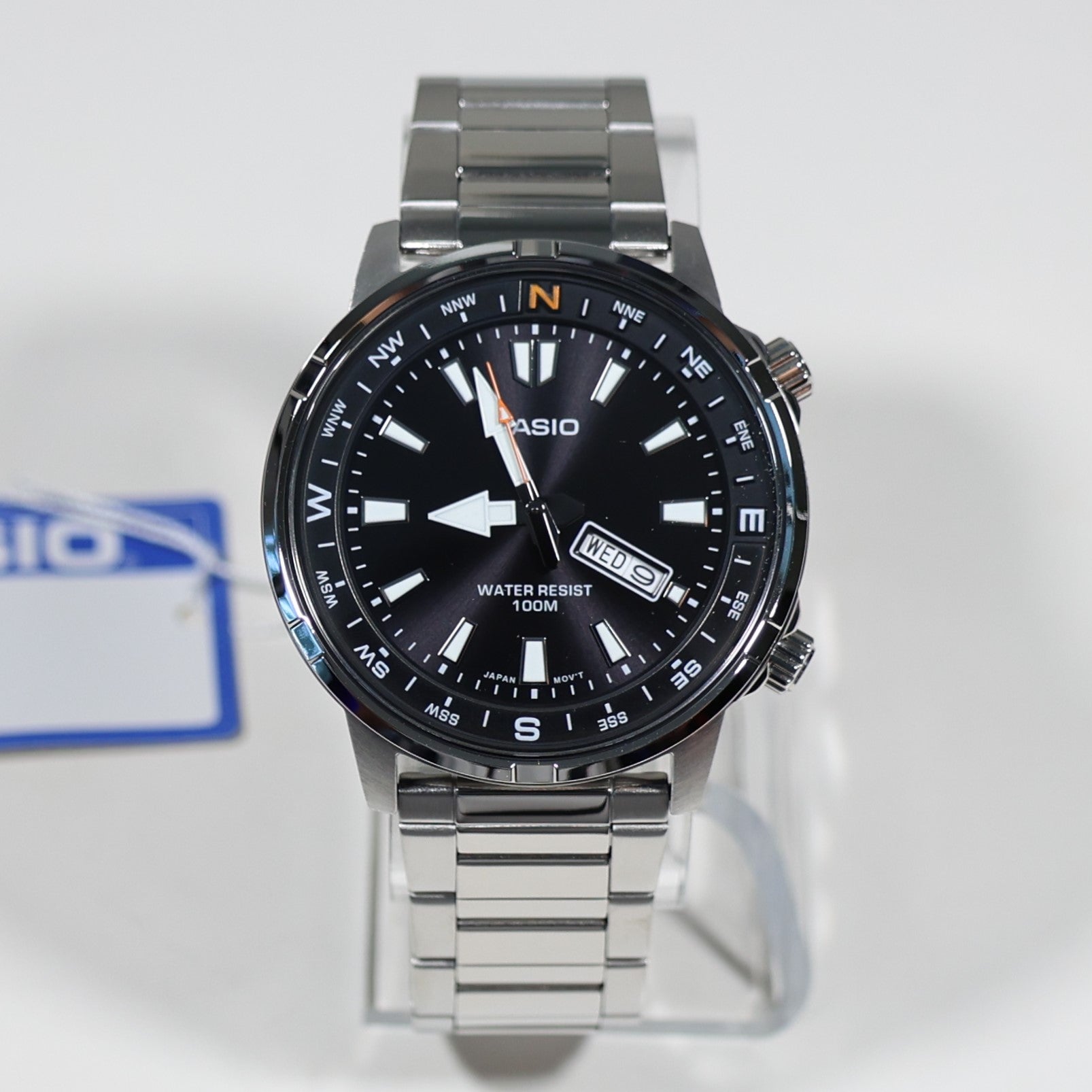 Casio Sports Blue Bezel Black Dial Stainless Steel Watch MTD-130D-1A4VDF