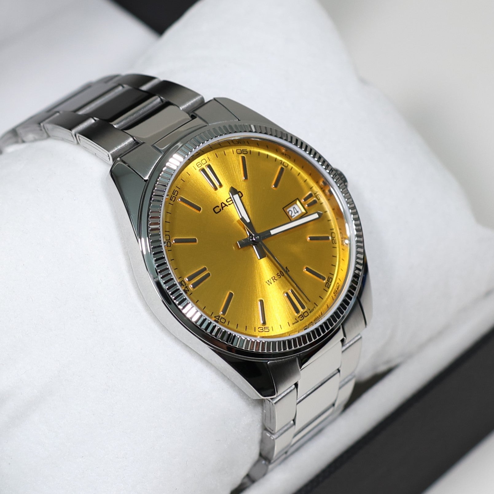 Casio Men's Vintage Yellow Dial Stainless Steel Watch MTP-1302PD-9AVEF