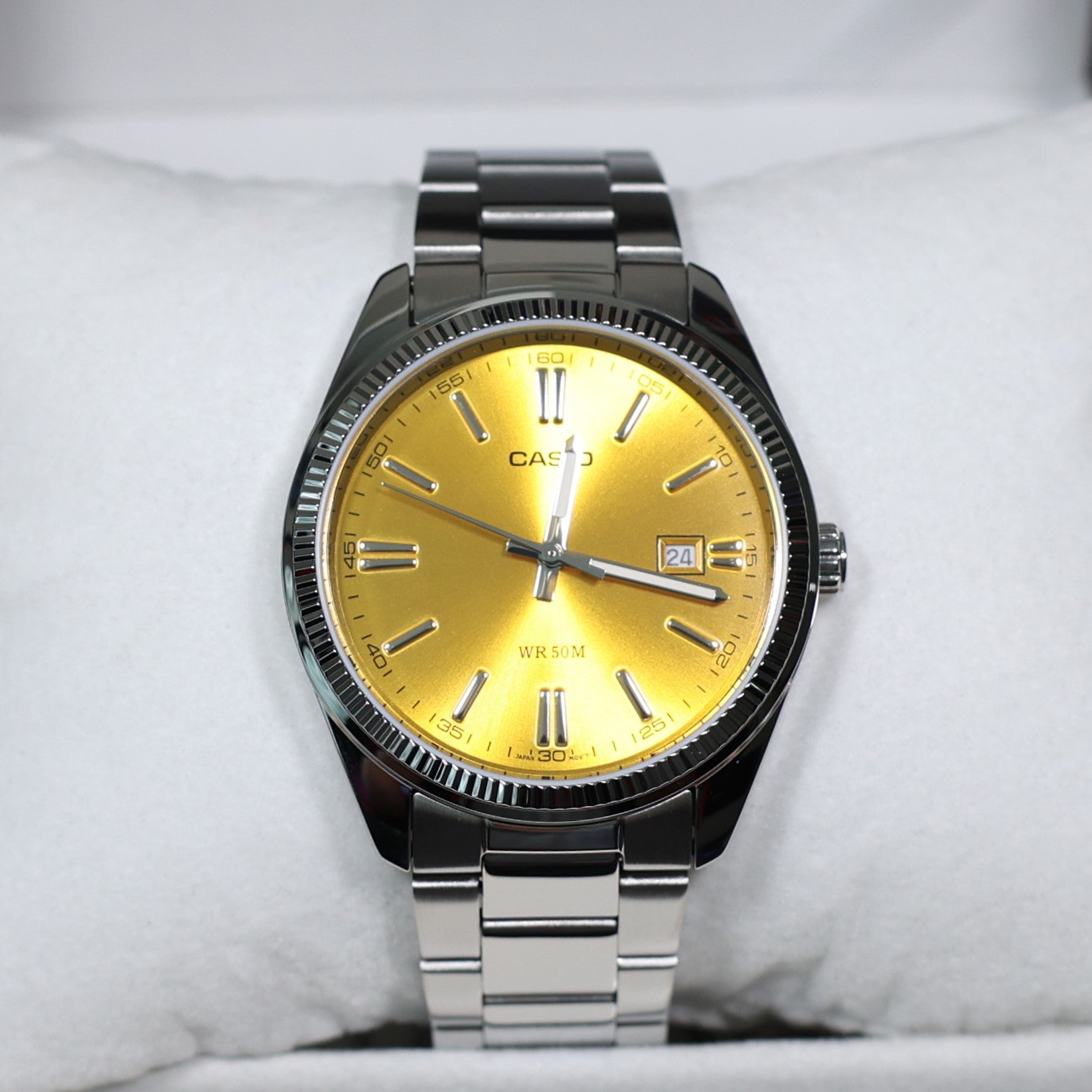 Casio Men's Vintage Yellow Dial Stainless Steel Watch MTP-1302PD-9AVEF