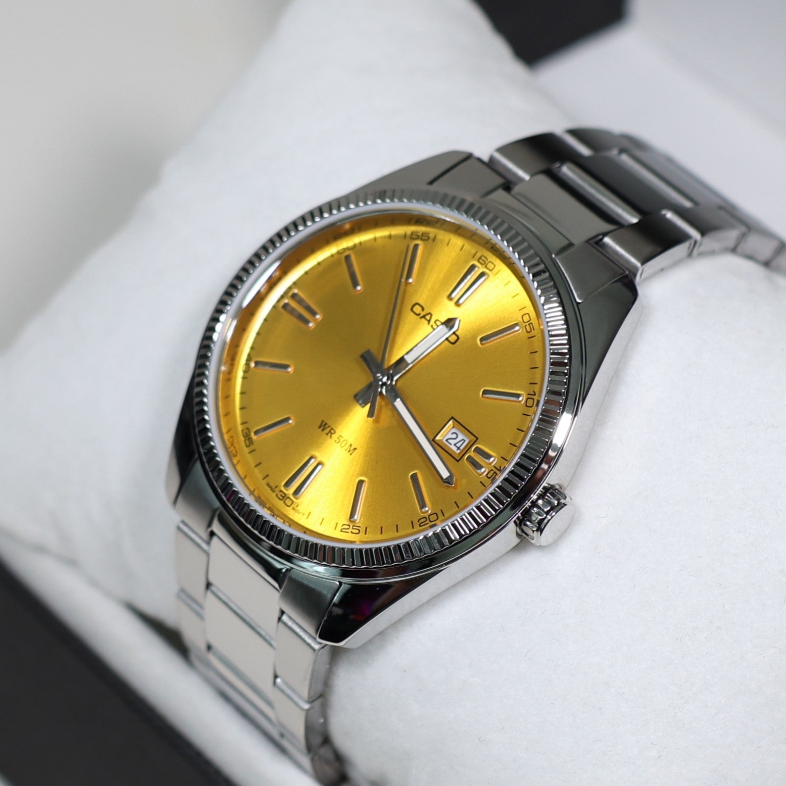 Casio Men's Vintage Yellow Dial Stainless Steel Watch MTP-1302PD-9AVEF