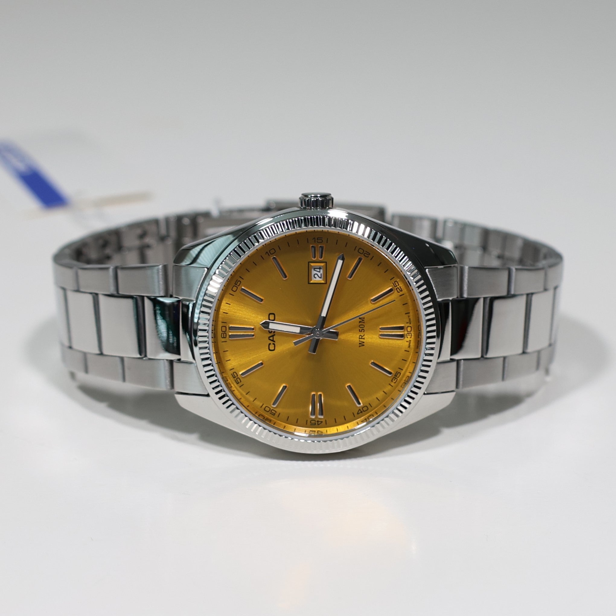 Casio Men's Vintage Yellow Dial Stainless Steel Watch MTP-1302PD-9AVEF