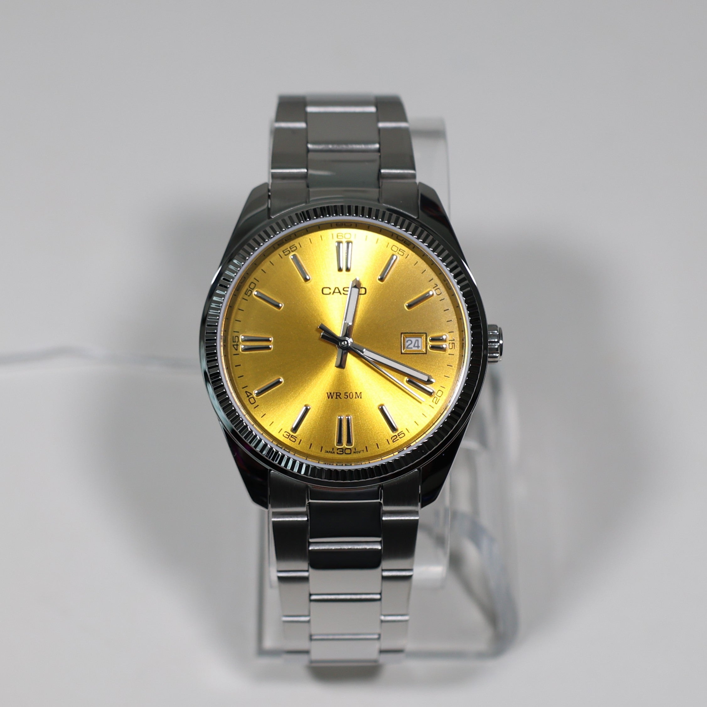Casio Men's Vintage Yellow Dial Stainless Steel Watch MTP-1302PD-9AVEF