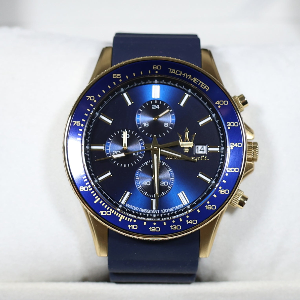 Maserati Sfida Blue Dial Gold Tone Men's Chronograph Watch R8871640004