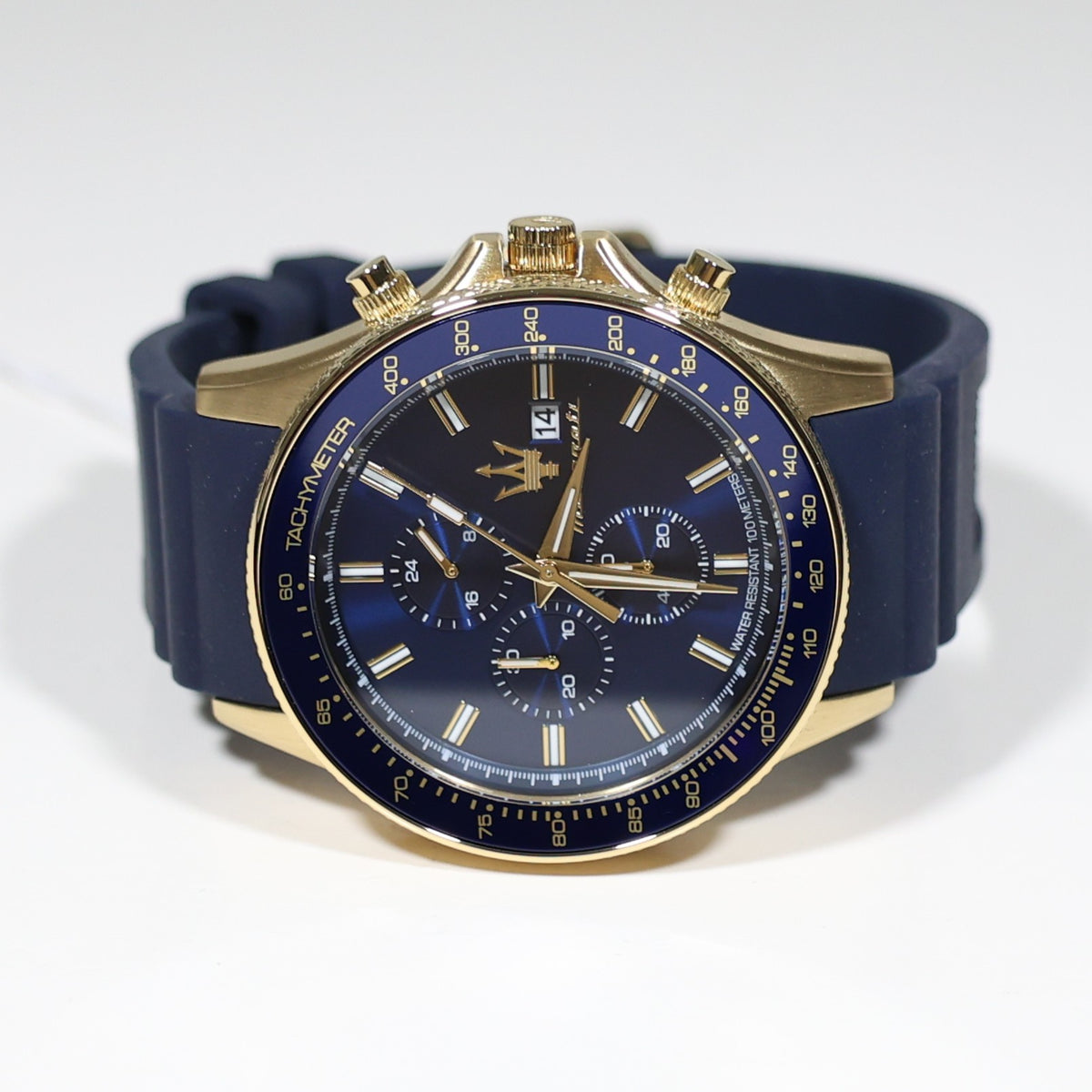 Maserati Sfida Blue Dial Gold Tone Men's Chronograph Watch R8871640004