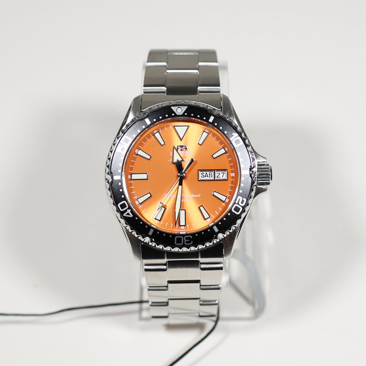 Orient Mako Stainless Steel Orange Dial Diver Men's Watch RA-AA0826Y