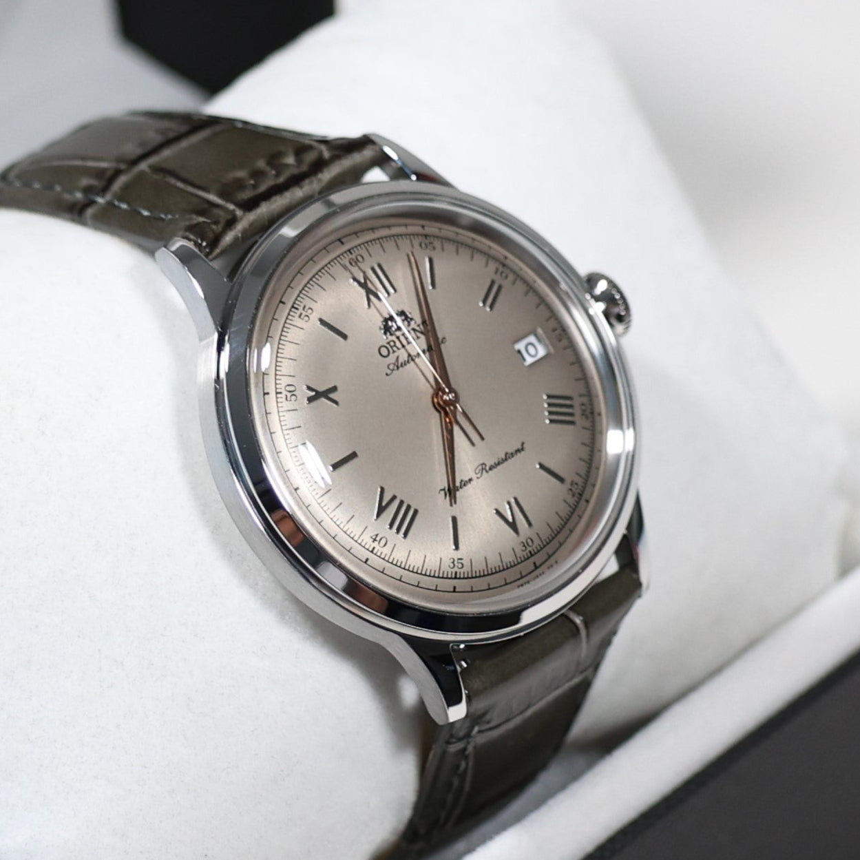 Orient Classic Men's Beige Dial Grey Leather Strap Watch RA-AC0025N