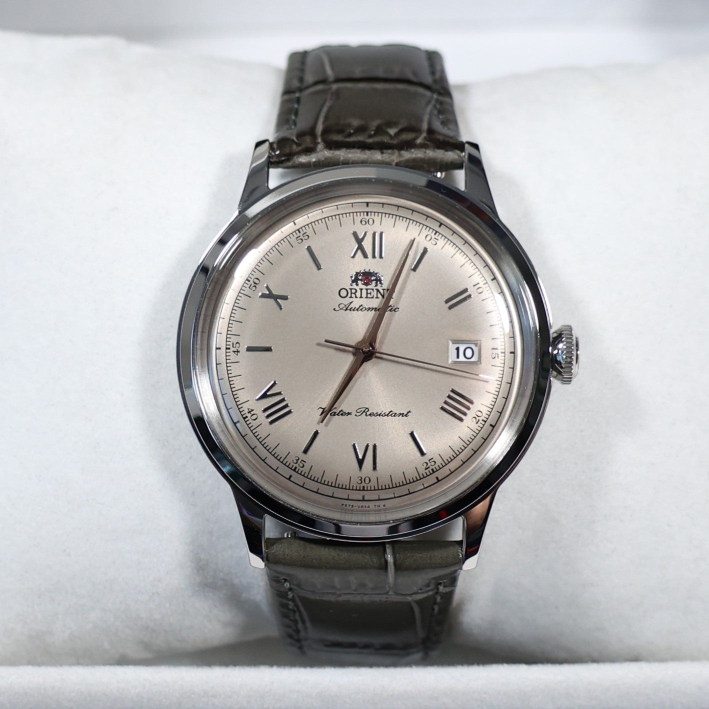 Orient Classic Men's Beige Dial Grey Leather Strap Watch RA-AC0025N