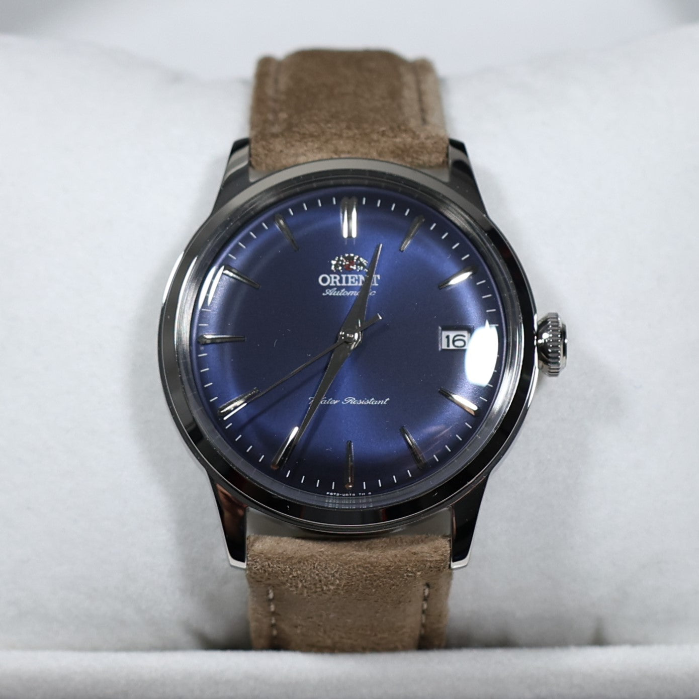 Orient Bambino Blue Dial Beige Leather Strap Men's Classic Watch RA-AC0M12L30B