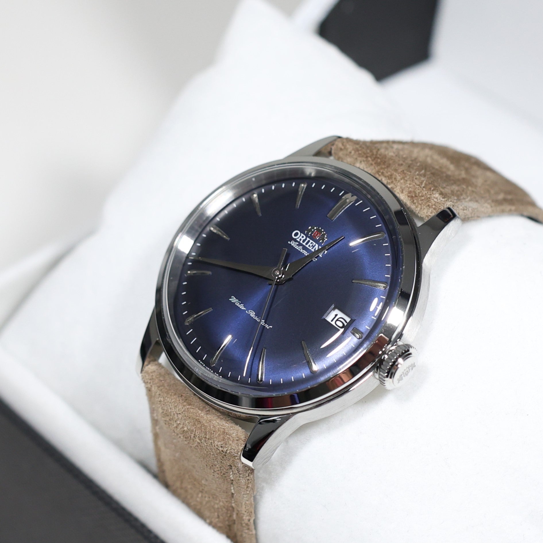 Orient Bambino Blue Dial Beige Leather Strap Men's Classic Watch RA-AC0M12L30B