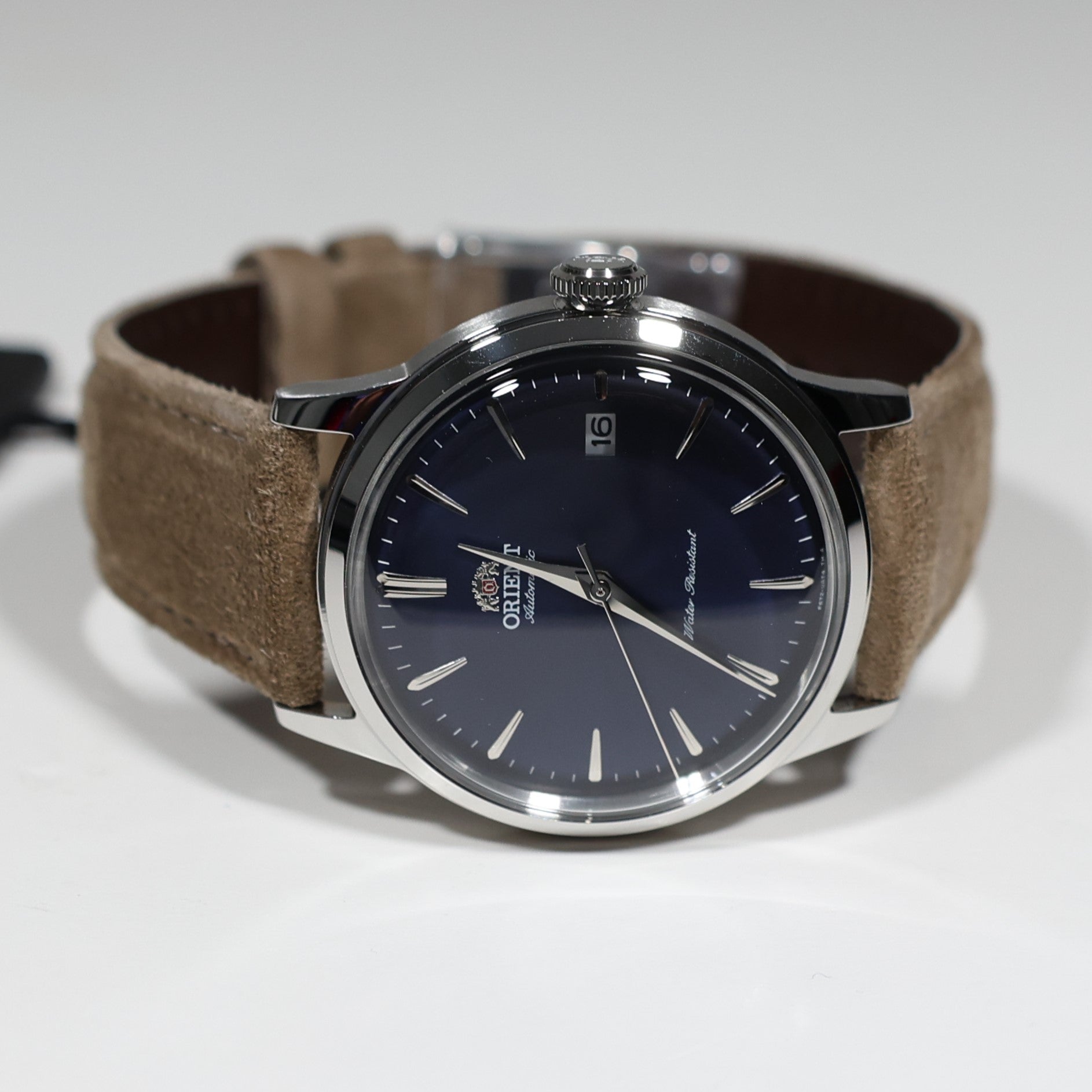 Orient Bambino Blue Dial Beige Leather Strap Men's Classic Watch RA-AC0M12L30B