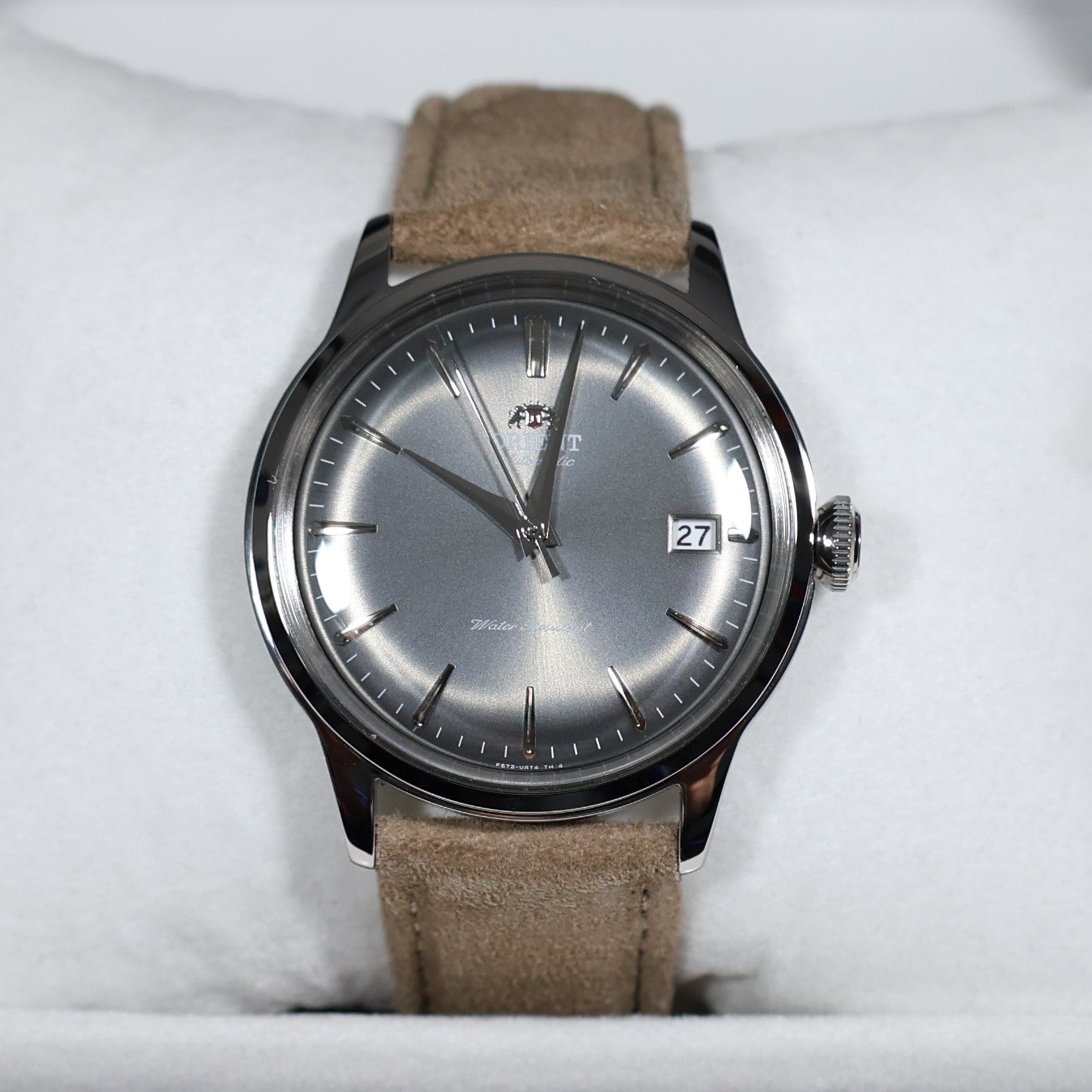 Orient Bambino Gray Dial Beige Leather Strap Men's Classic Watch RA-AC0M13N30B