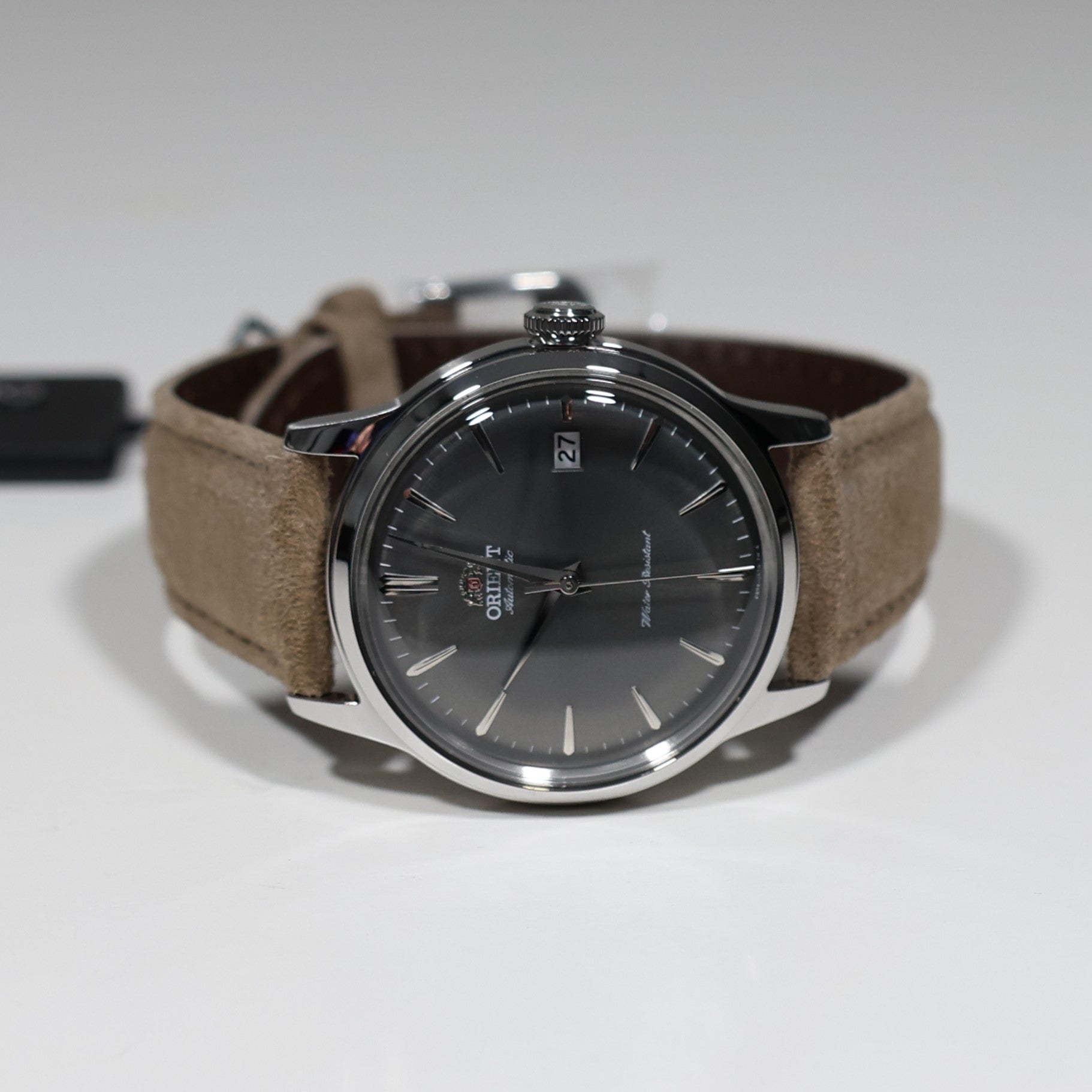 Orient Bambino Gray Dial Beige Leather Strap Men's Classic Watch RA-AC0M13N30B