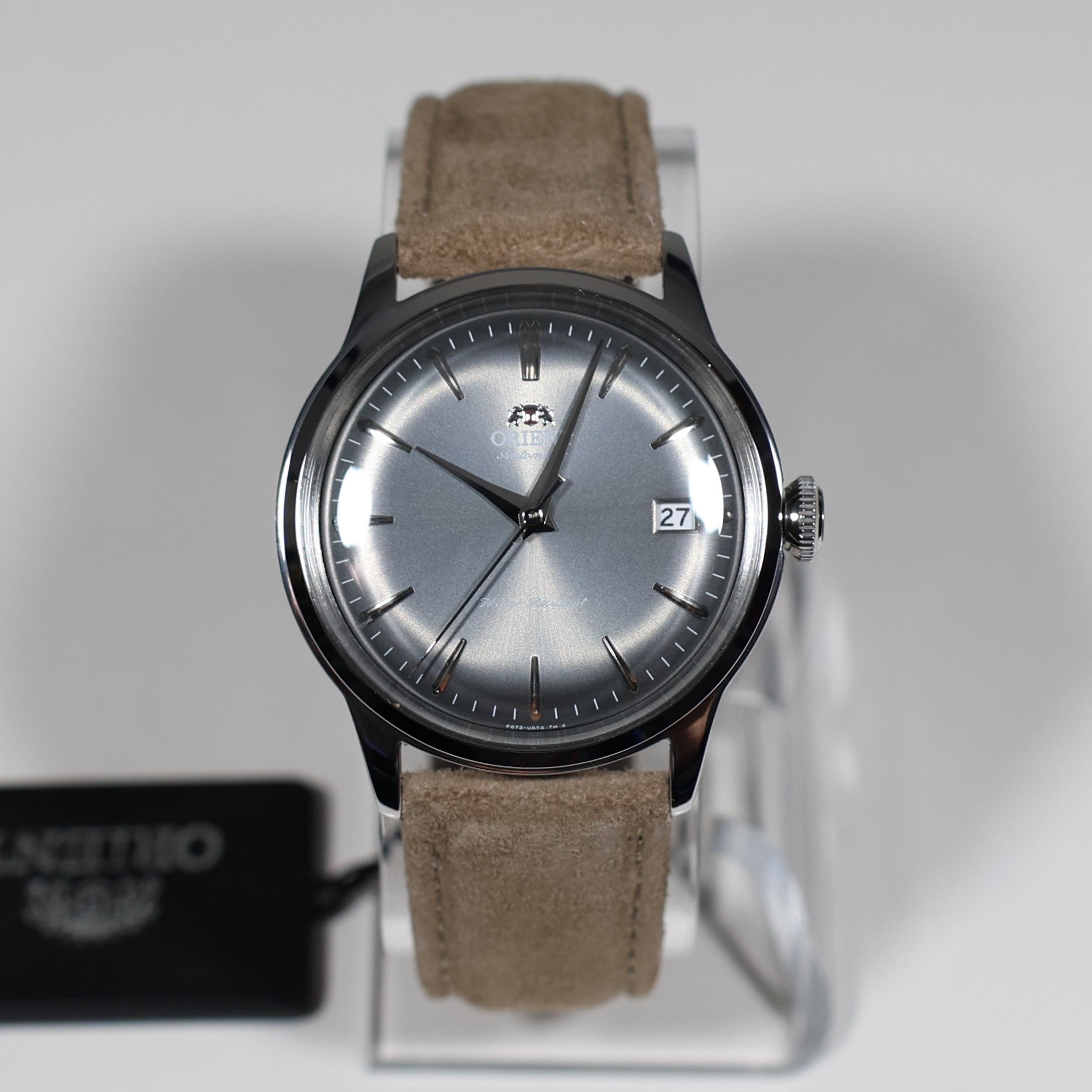 Orient Bambino Gray Dial Beige Leather Strap Men's Classic Watch RA-AC0M13N30B