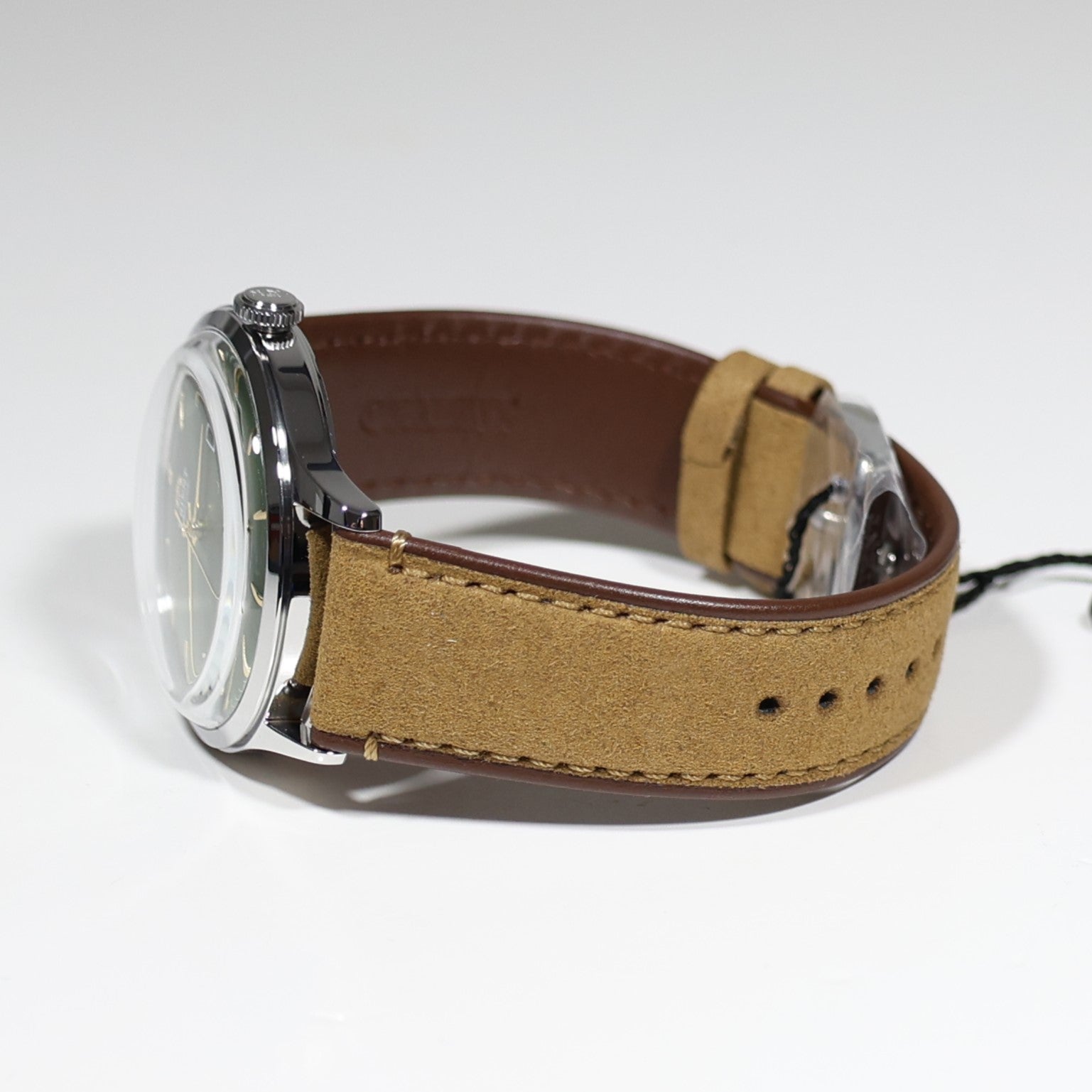 Orient Bambino Green Dial Brown Leather Strap Men's Classic Watch RA-AC0P01E