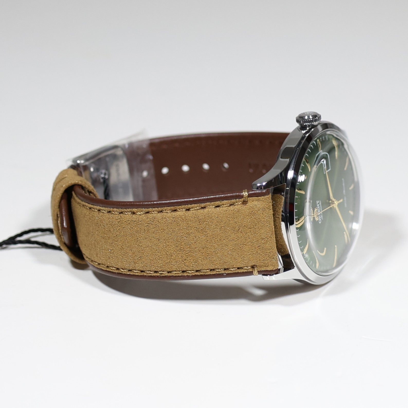 Orient Bambino Green Dial Brown Leather Strap Men's Classic Watch RA-AC0P01E