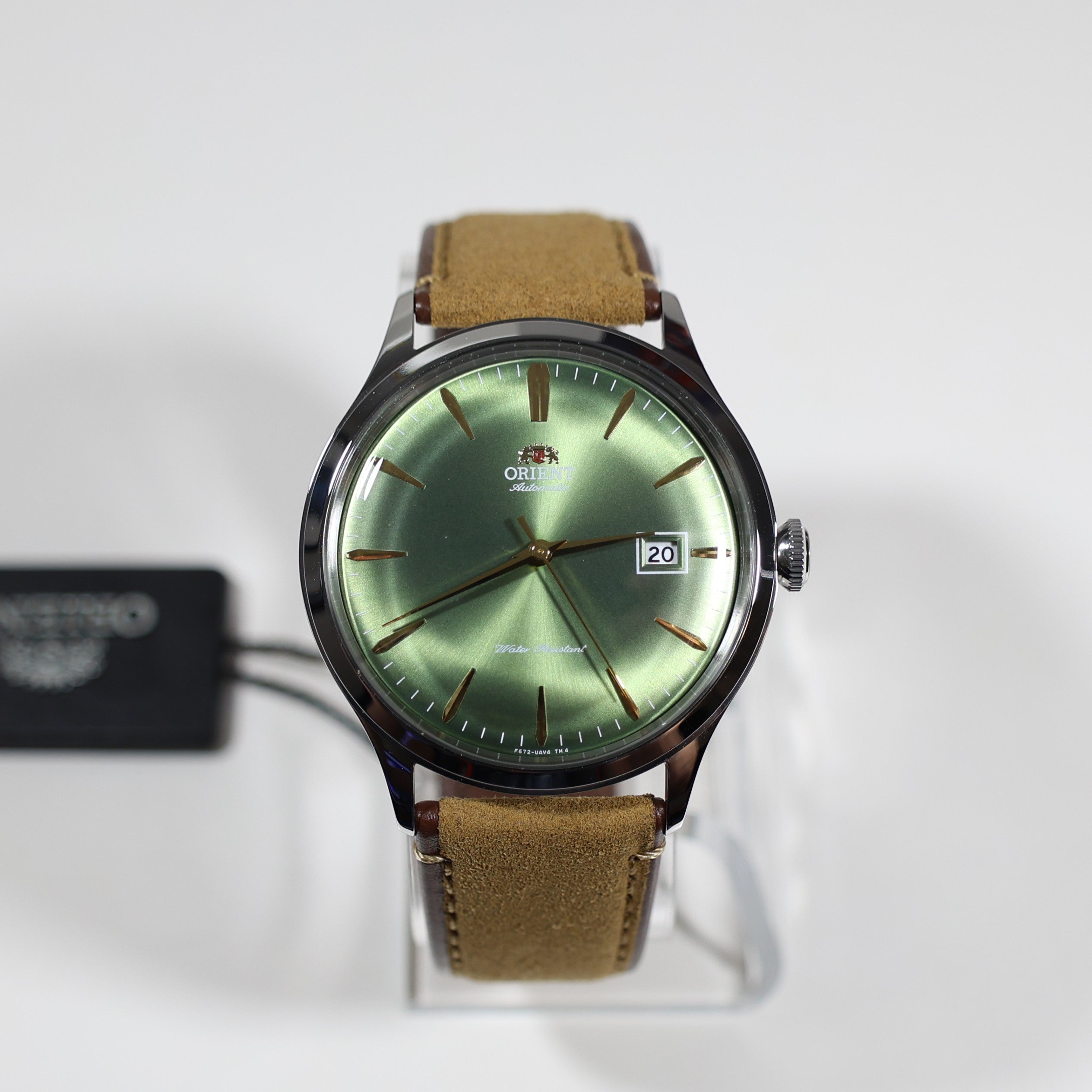 Orient Bambino Green Dial Brown Leather Strap Men's Classic Watch RA-AC0P01E