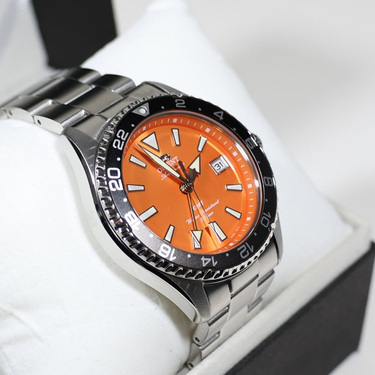 Orient Mako GMT Orange Dial Stainless Steel Men's Watch RA-BC0004Y - Chronobuy
