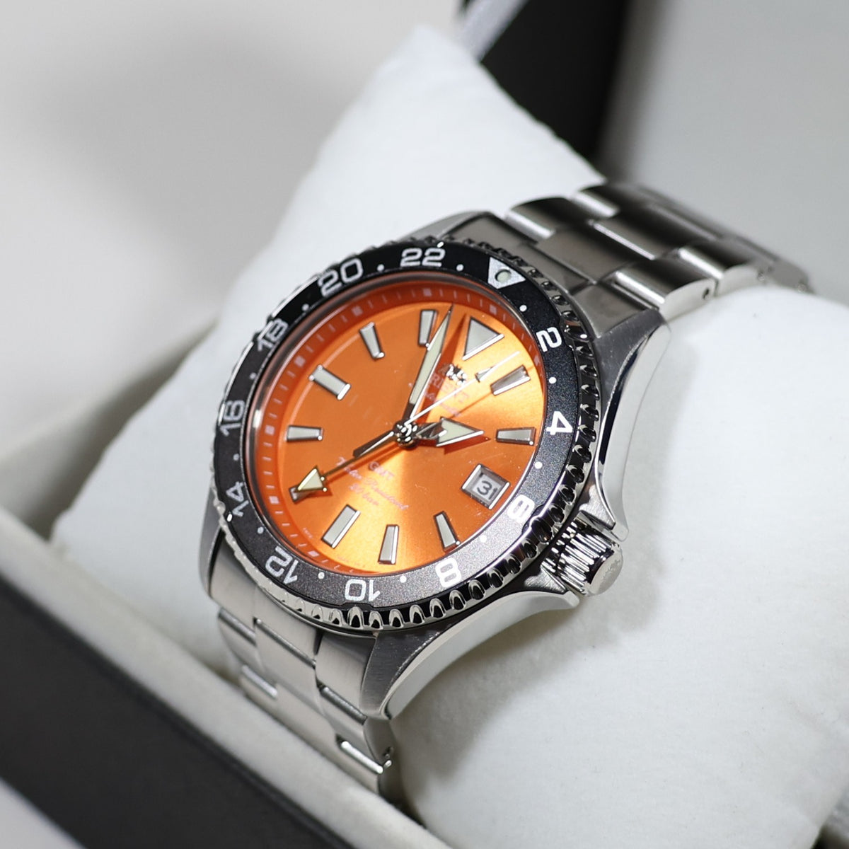 Orient Mako GMT Orange Dial Stainless Steel Men's Watch RA-BC0004Y - Chronobuy