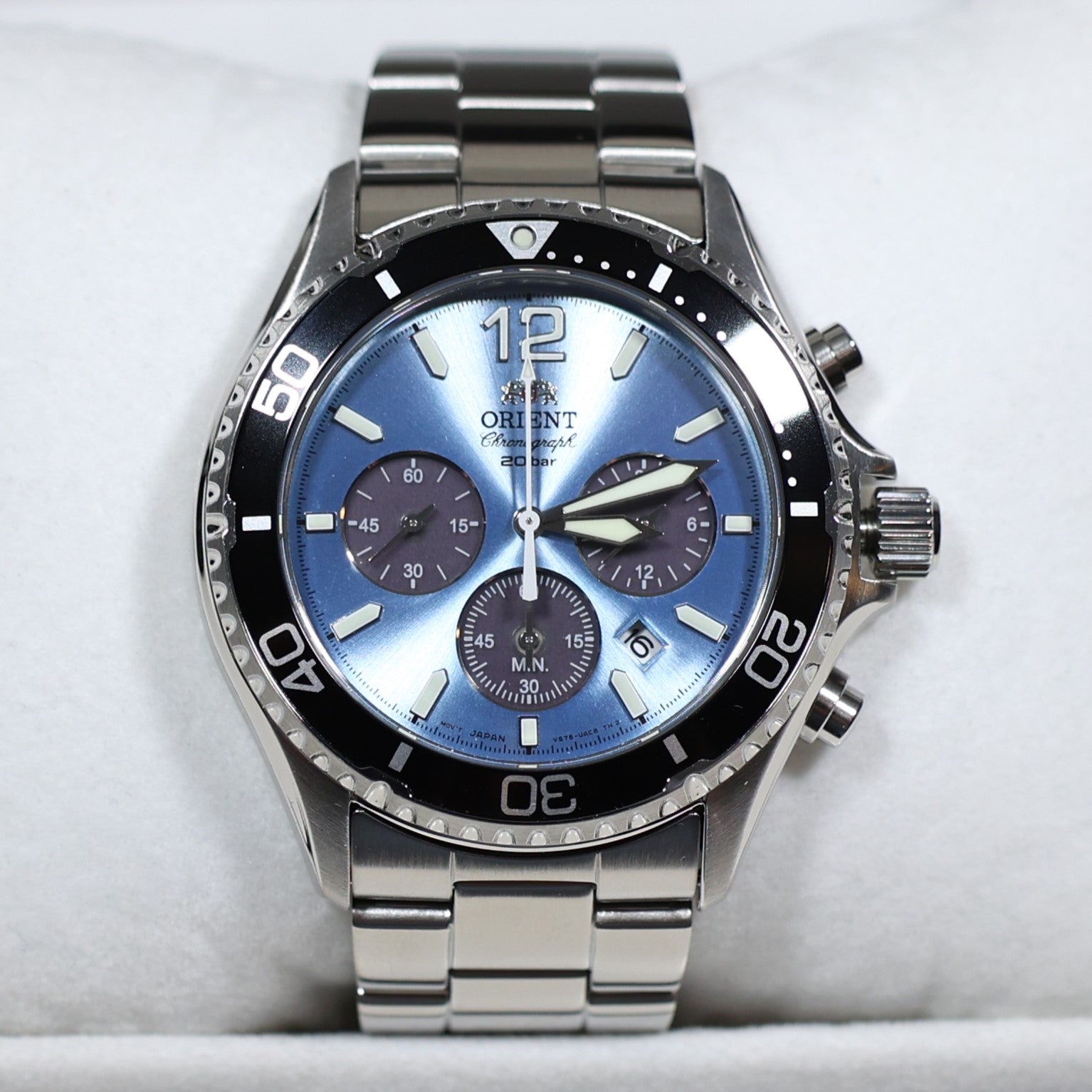 Orient Sports Mako Solar Blue Dial Men's Stainless Steel Watch RA-TX0206L10B