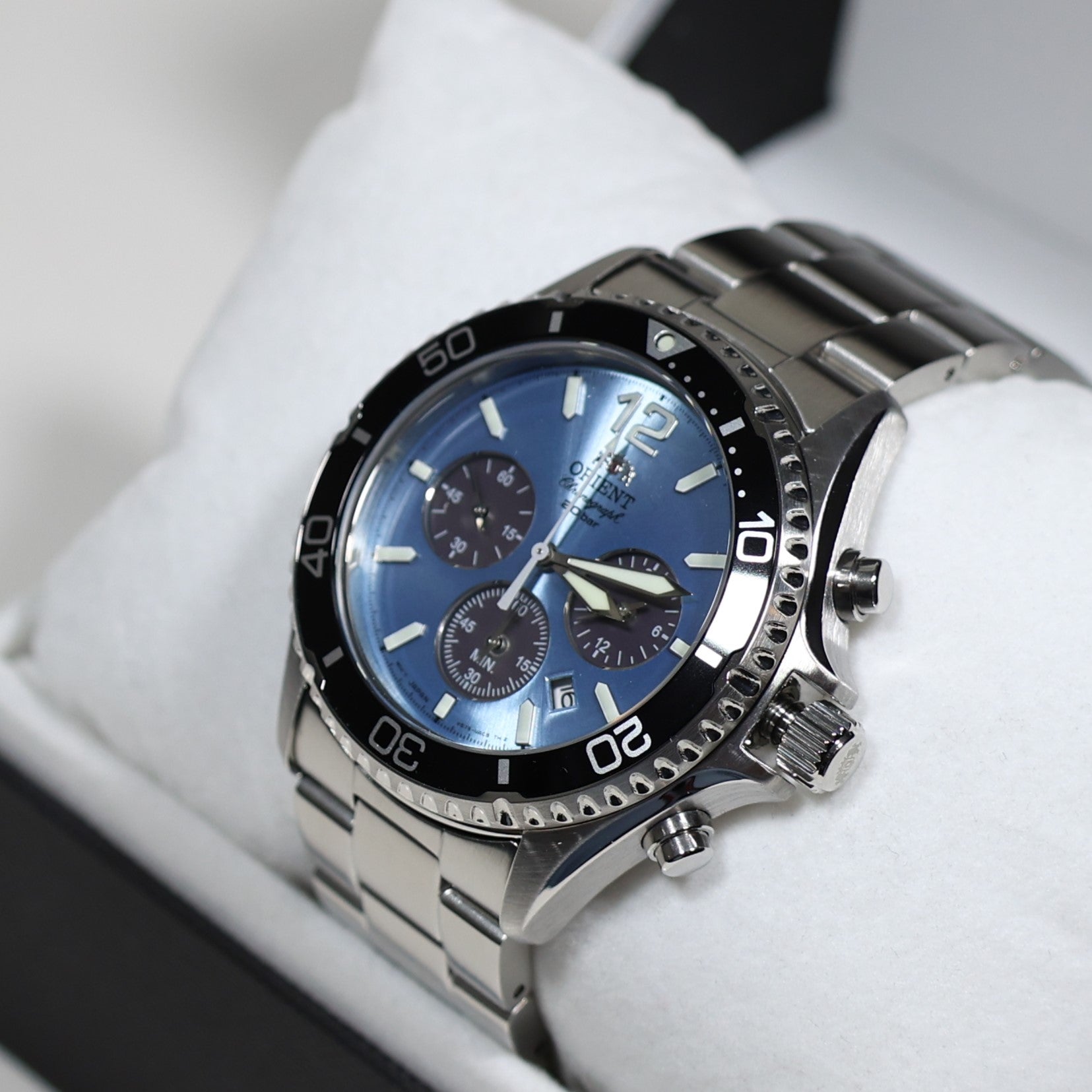 Orient Sports Mako Solar Blue Dial Men's Stainless Steel Watch RA-TX0206L10B