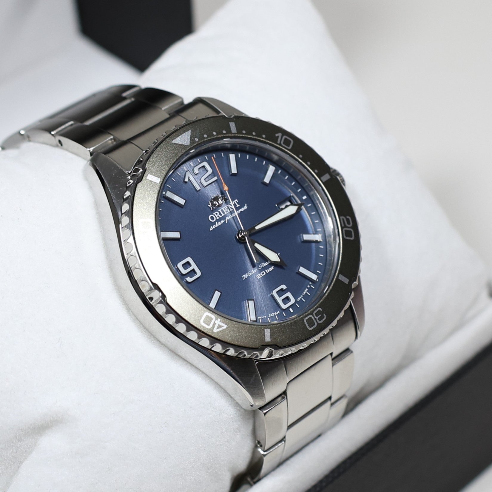 Orient Solar Quartz Blue Dial Stainless Steel Men's Watch RA-WJ0002L10B