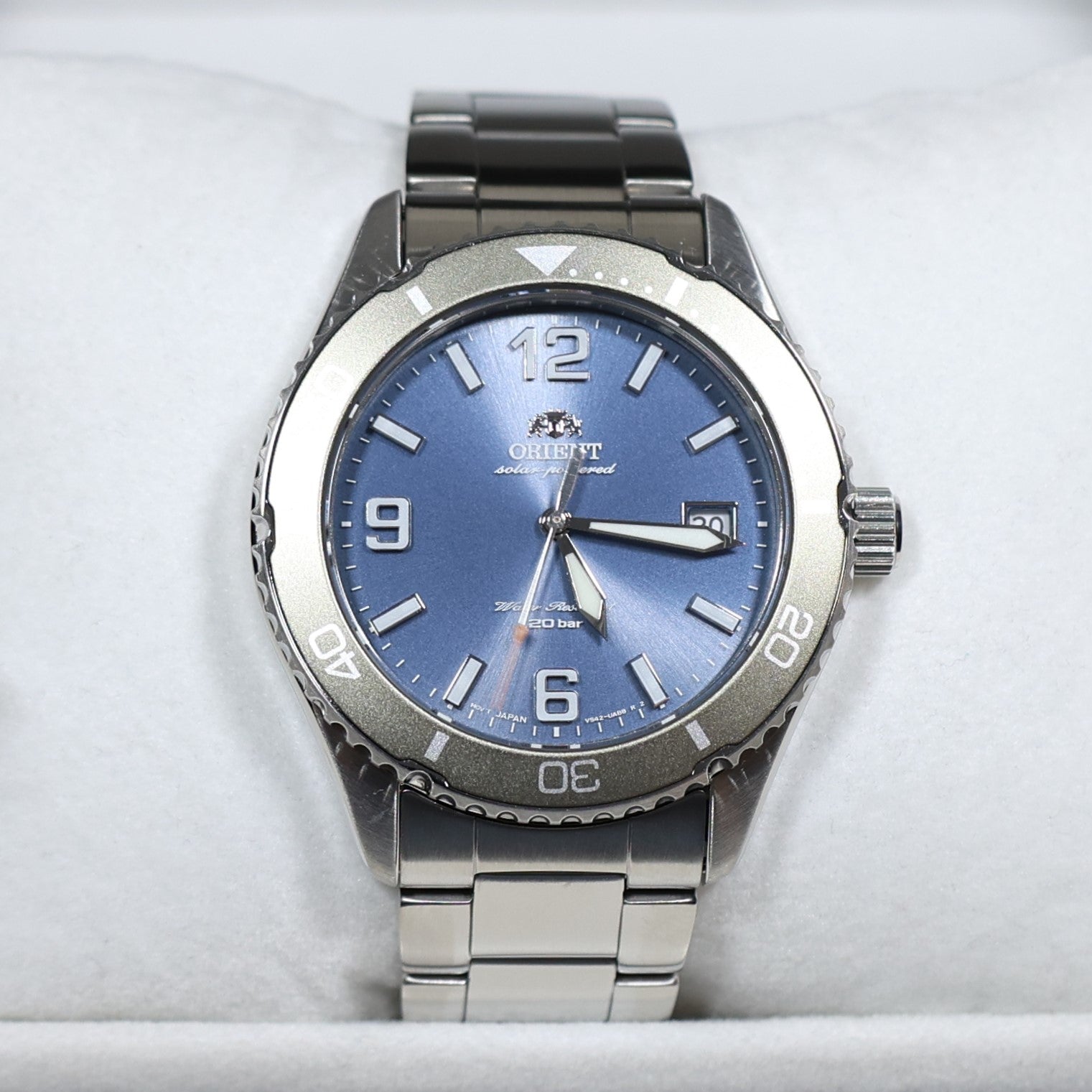 Orient Solar Quartz Blue Dial Stainless Steel Men's Watch RA-WJ0002L10B