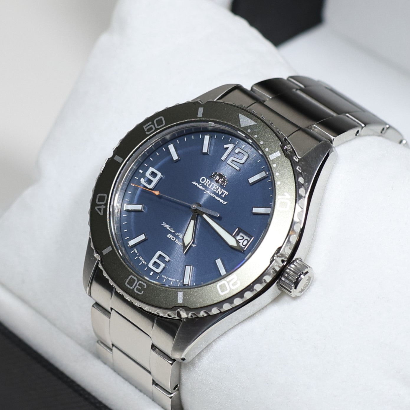 Orient Solar Quartz Blue Dial Stainless Steel Men's Watch RA-WJ0002L10B