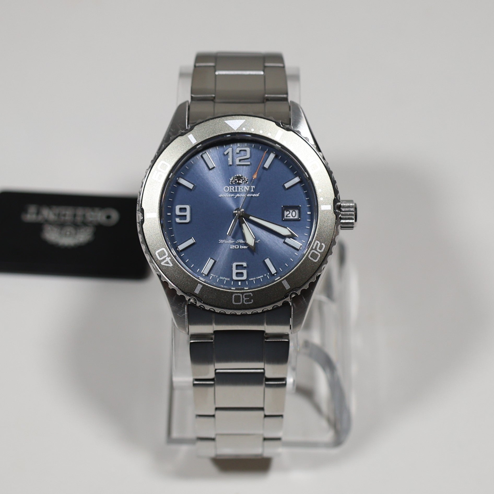 Orient Solar Quartz Blue Dial Stainless Steel Men's Watch RA-WJ0002L10B