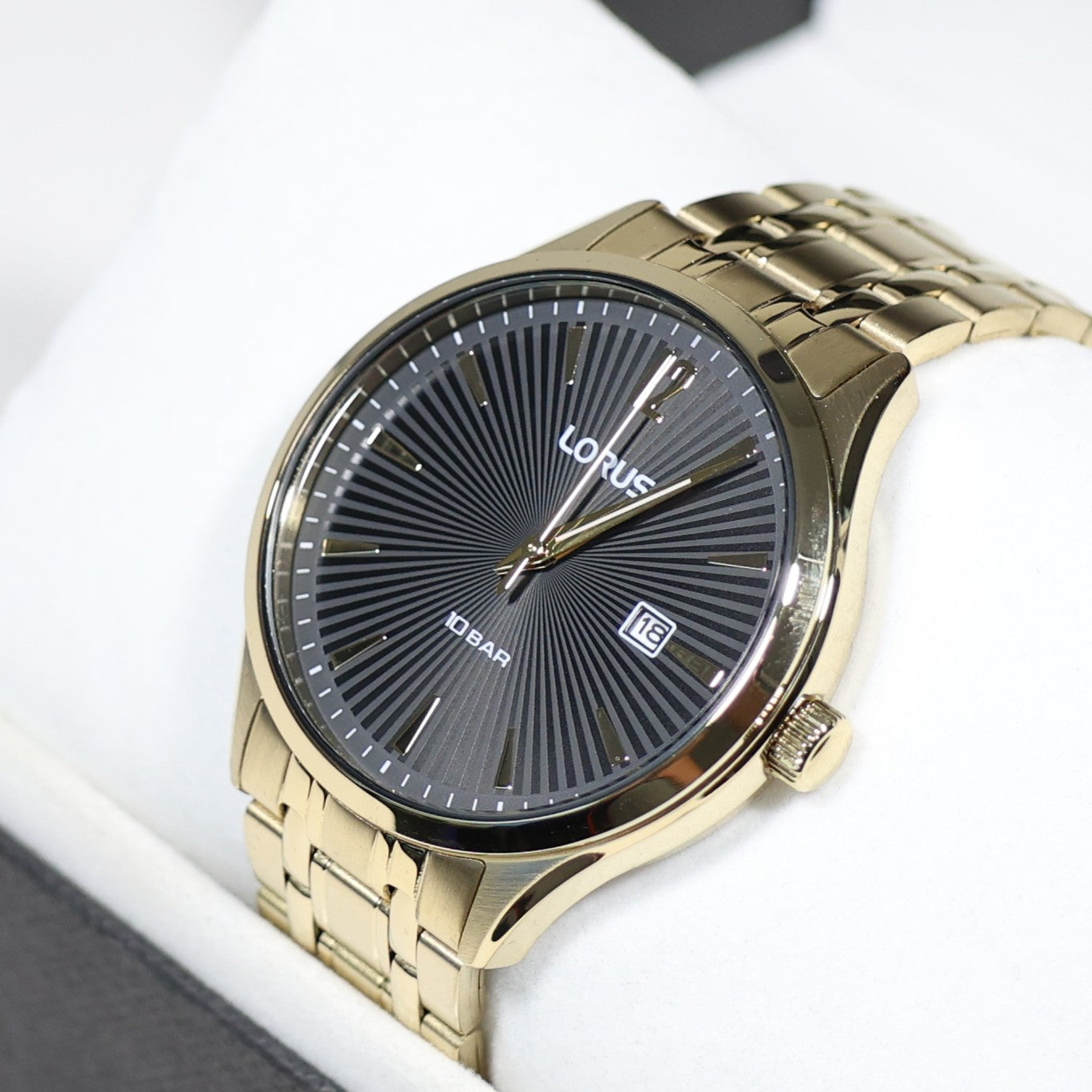 Lorus Classic Gold Tone Men's Black Dial Quartz Watch RH994RX9
