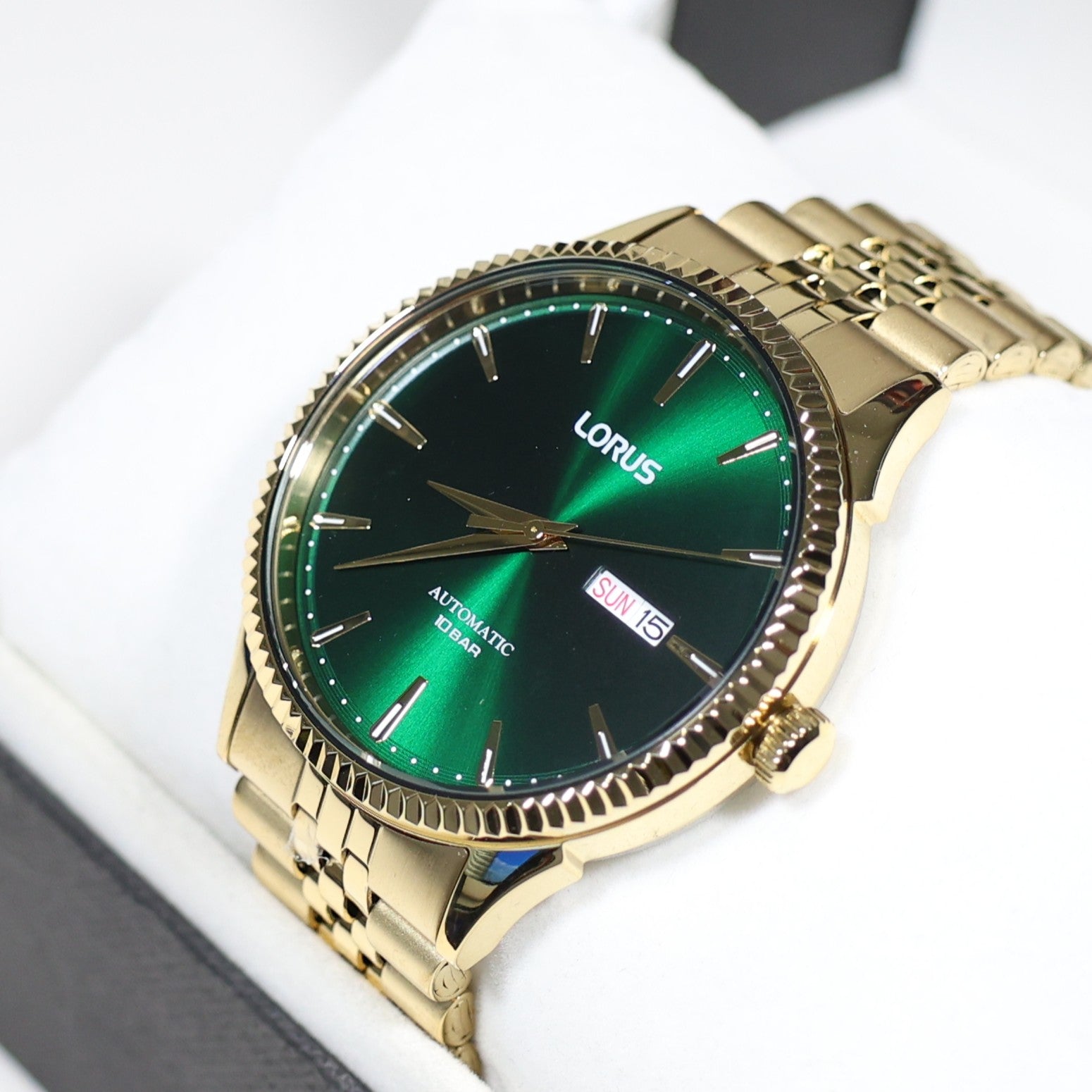 Lorus Classic Mens Gold Tone Green Dial Automatic Watch RL468AX9