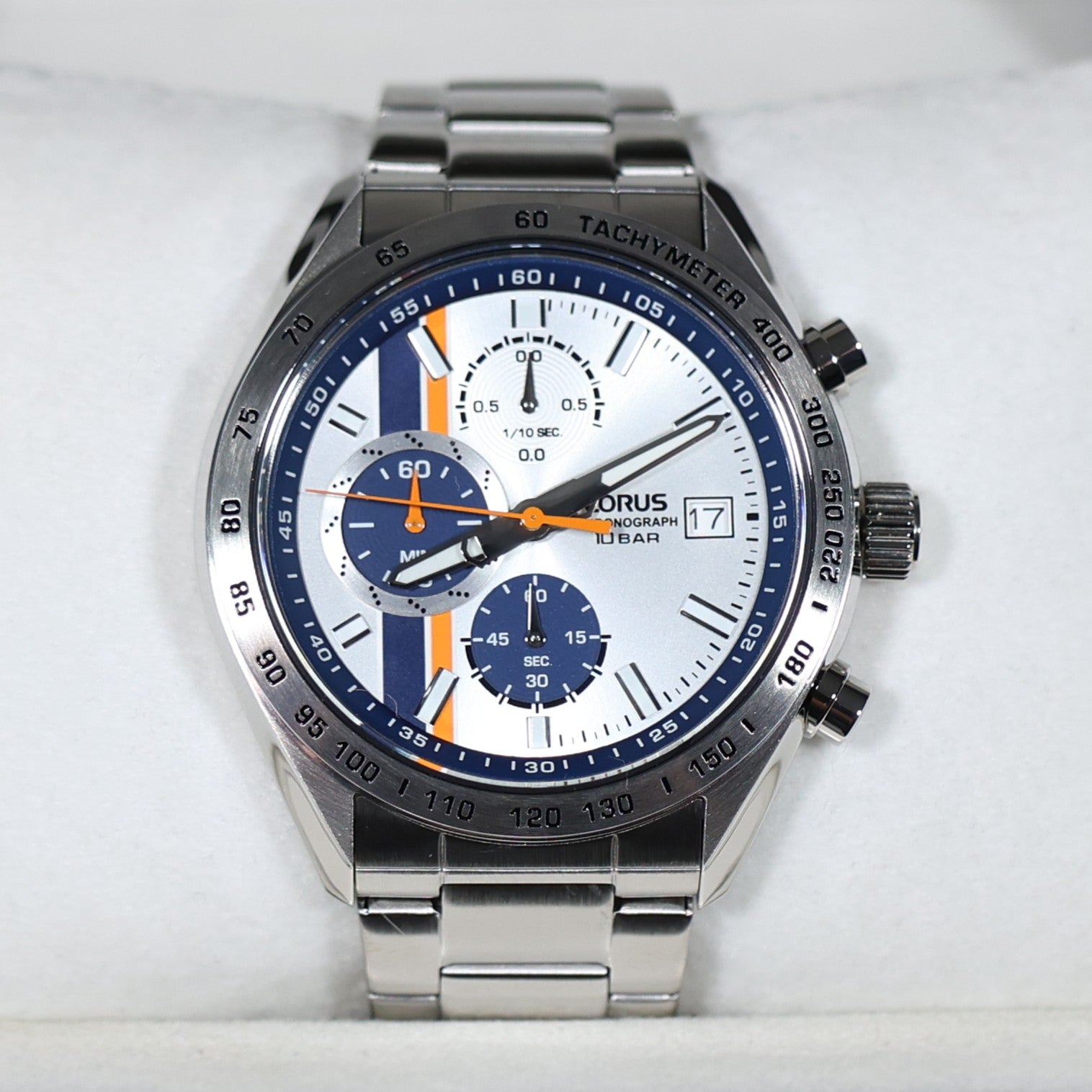 Lorus Stainless Steel Silver Dial Chronograph Men's Sports Watch RM399JX9