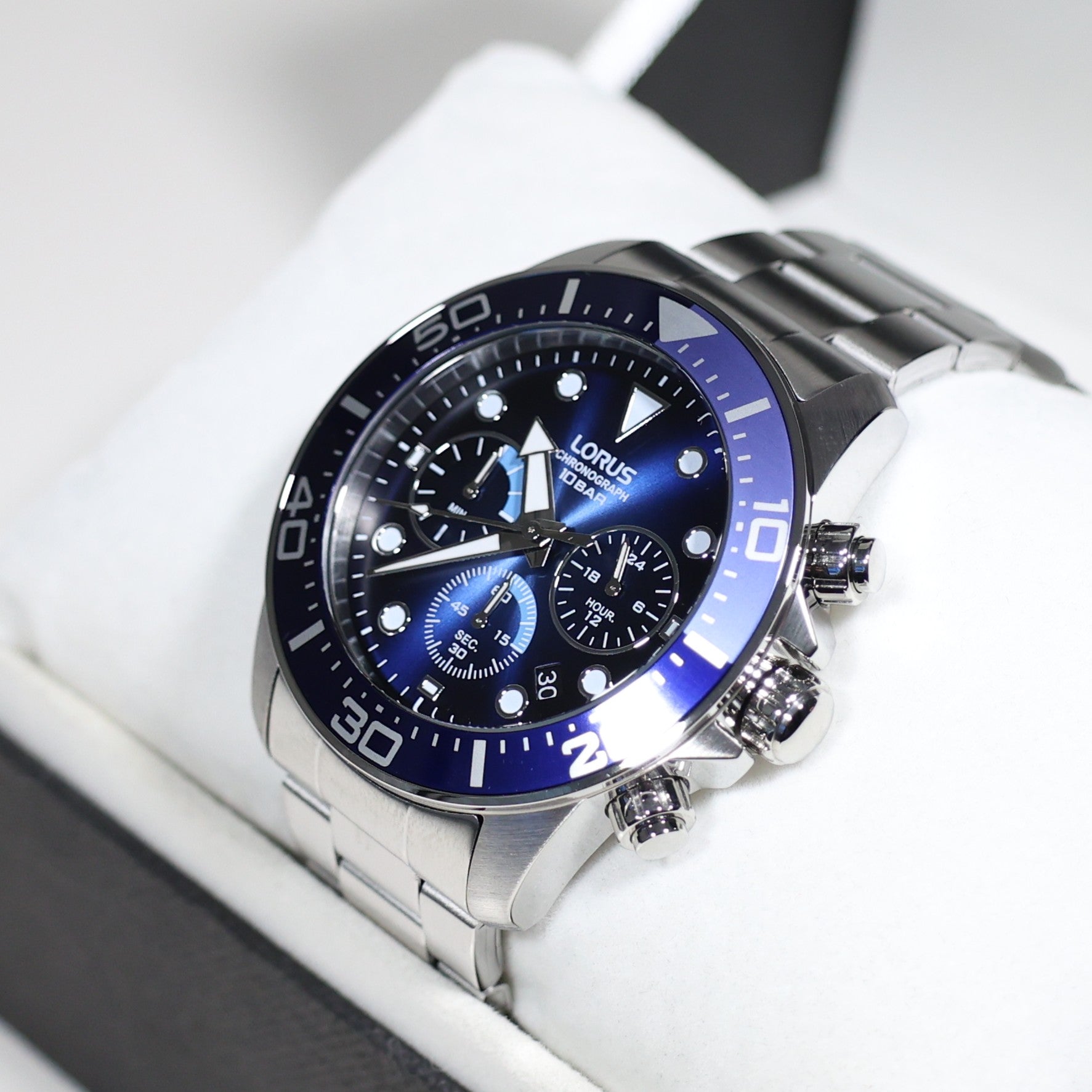 Lorus Stainless Steel Blue Dial Men's Chronograph Watch RT343JX9