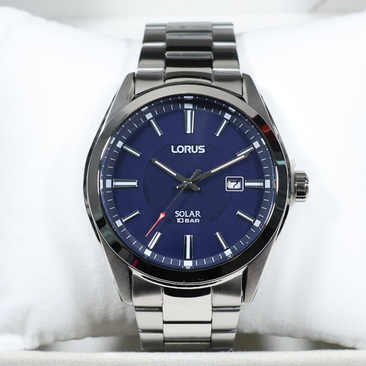 Lorus Stainless Steel Men's Blue Dial Solar Dress Watch RX329AX9 - Chronobuy