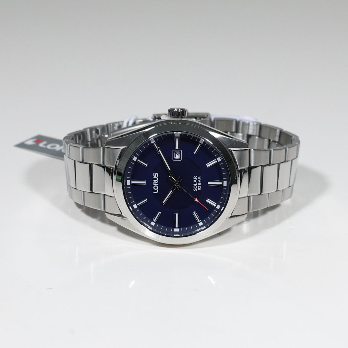 Lorus Stainless Steel Men's Blue Dial Solar Dress Watch RX329AX9 - Chronobuy