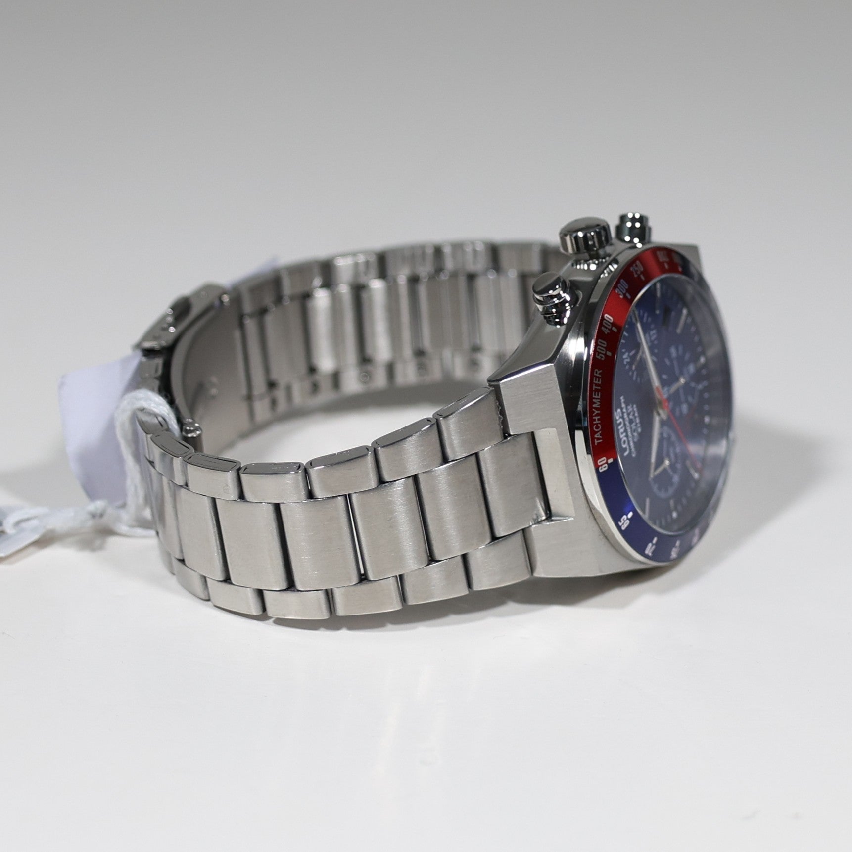 Lorus Stainless Steel Solar Blue Dial Chronograph Men's Watch RZ521AX9