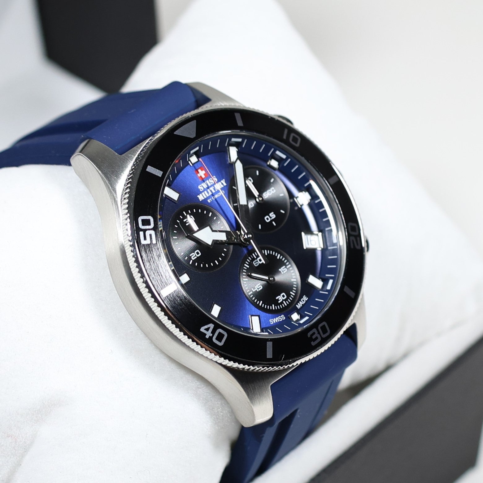 Swiss Military Blue Dial Men's Stainless Steel Chronograph Watch SM34067.08