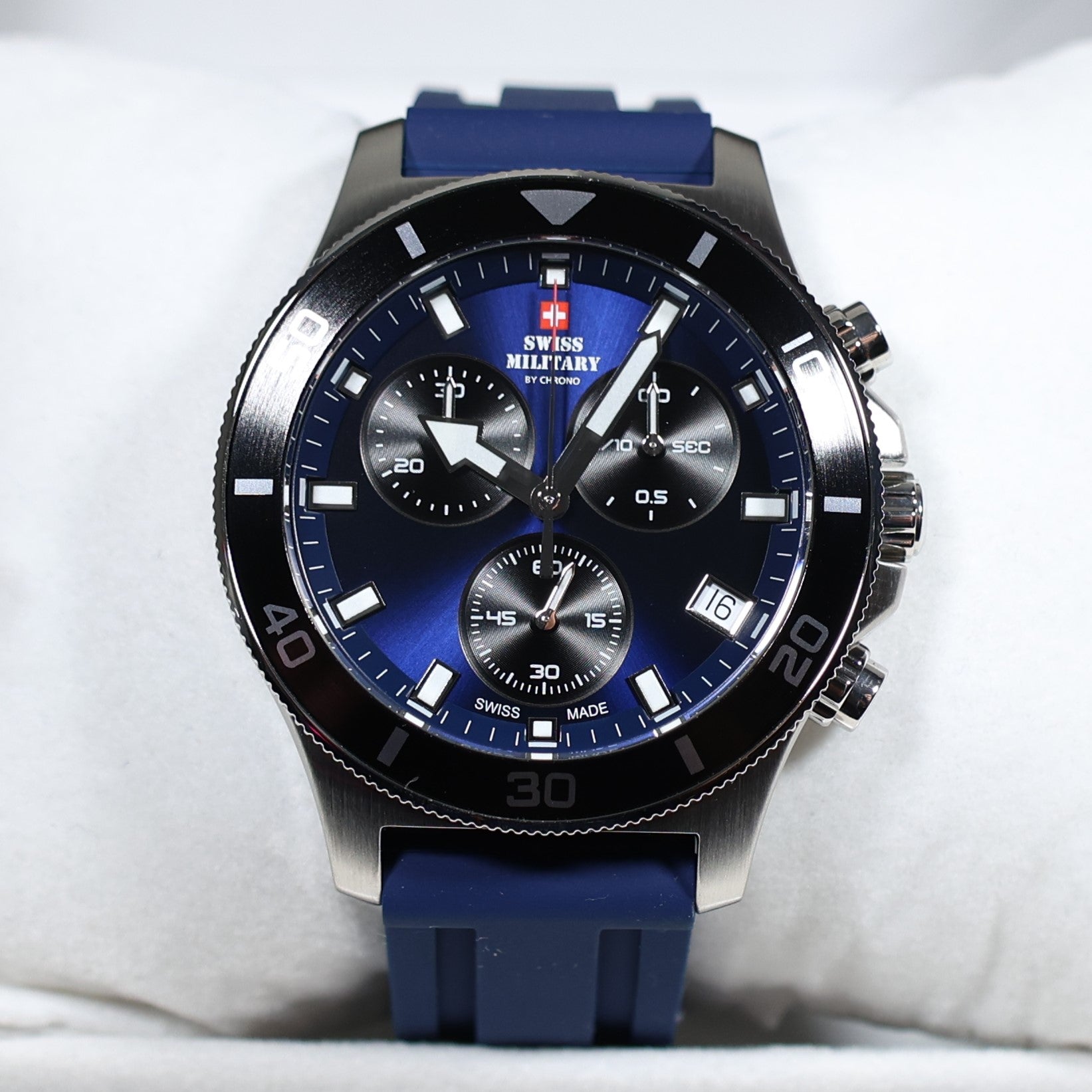 Swiss Military Blue Dial Men's Stainless Steel Chronograph Watch SM34067.08