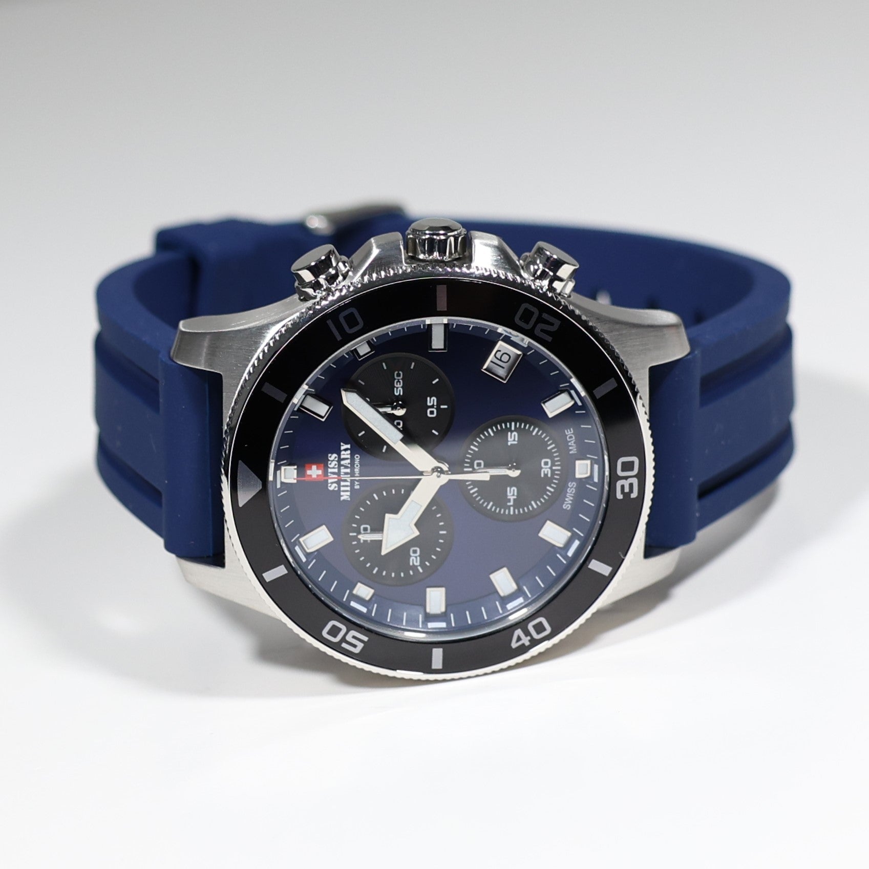 Swiss Military Blue Dial Men's Stainless Steel Chronograph Watch SM34067.08