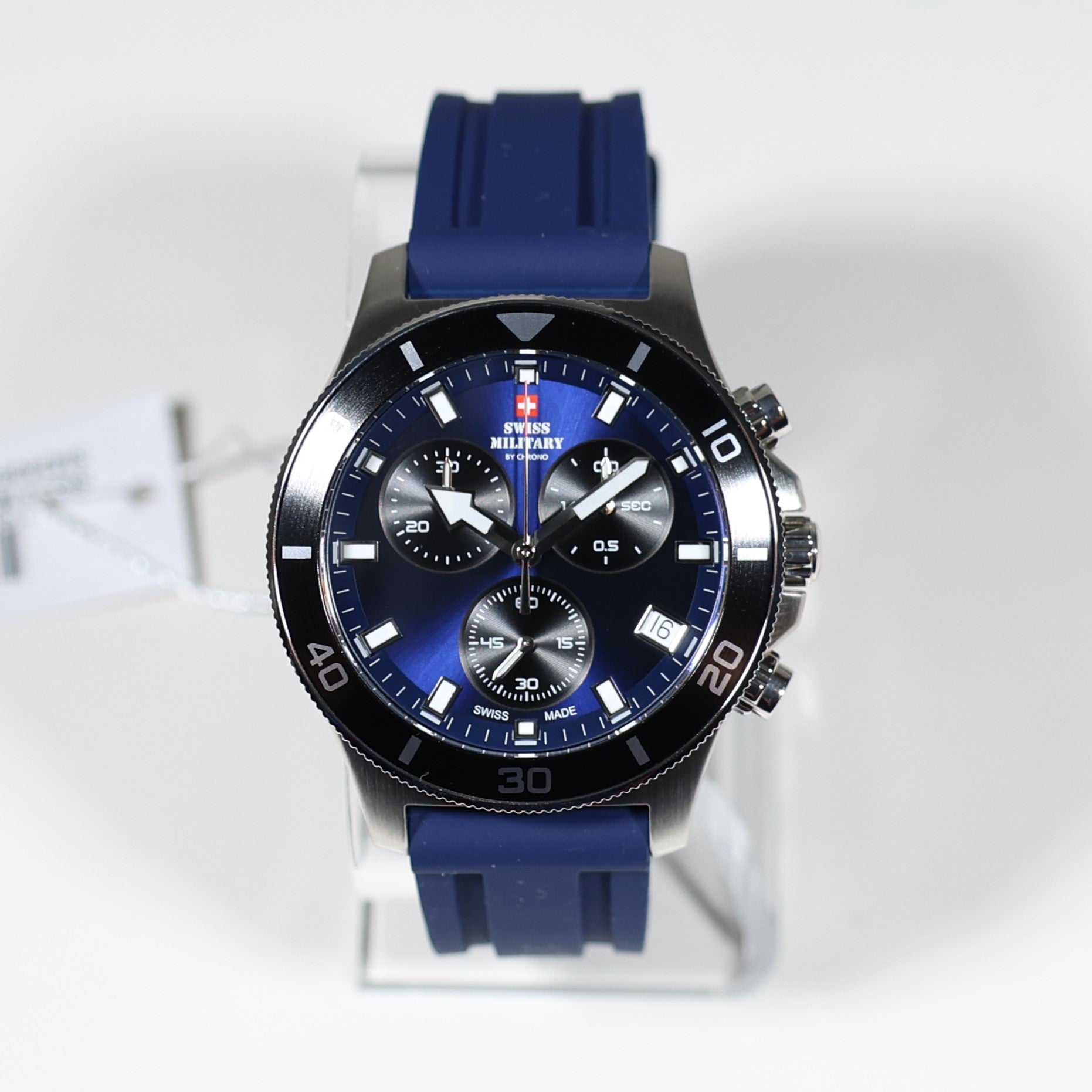 Swiss Military Blue Dial Men's Stainless Steel Chronograph Watch SM34067.08