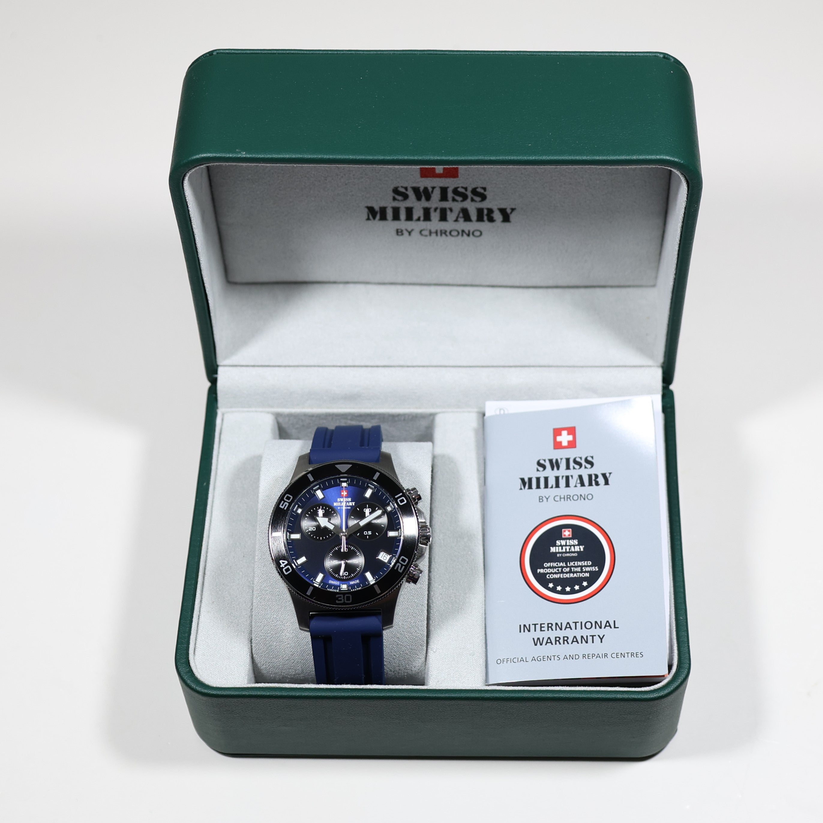 Swiss Military Blue Dial Men's Stainless Steel Chronograph Watch SM34067.08