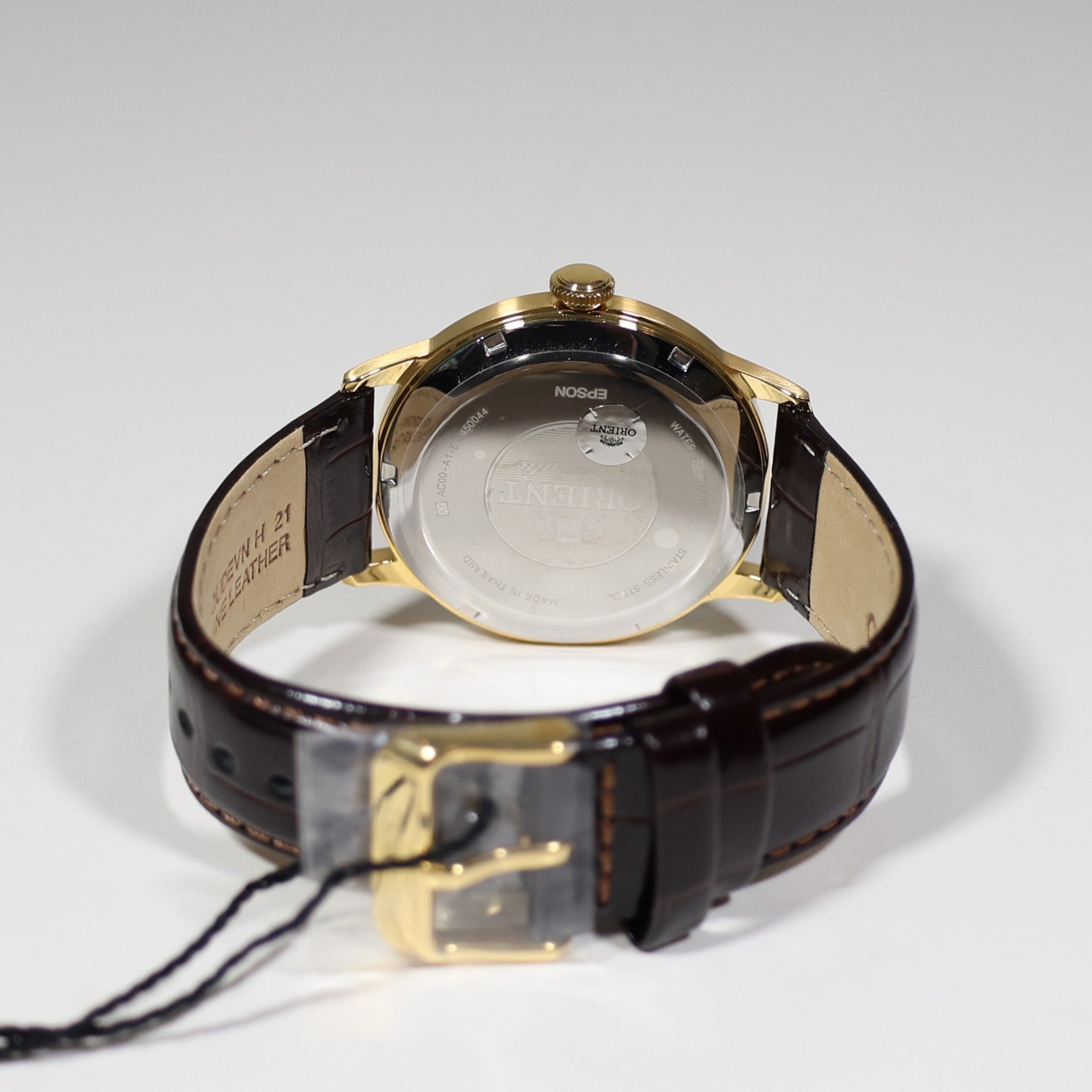 Orient Classic Gold Tone White Dial Brown Leather Strap Men's Watch TAC00007WO - Chronobuy