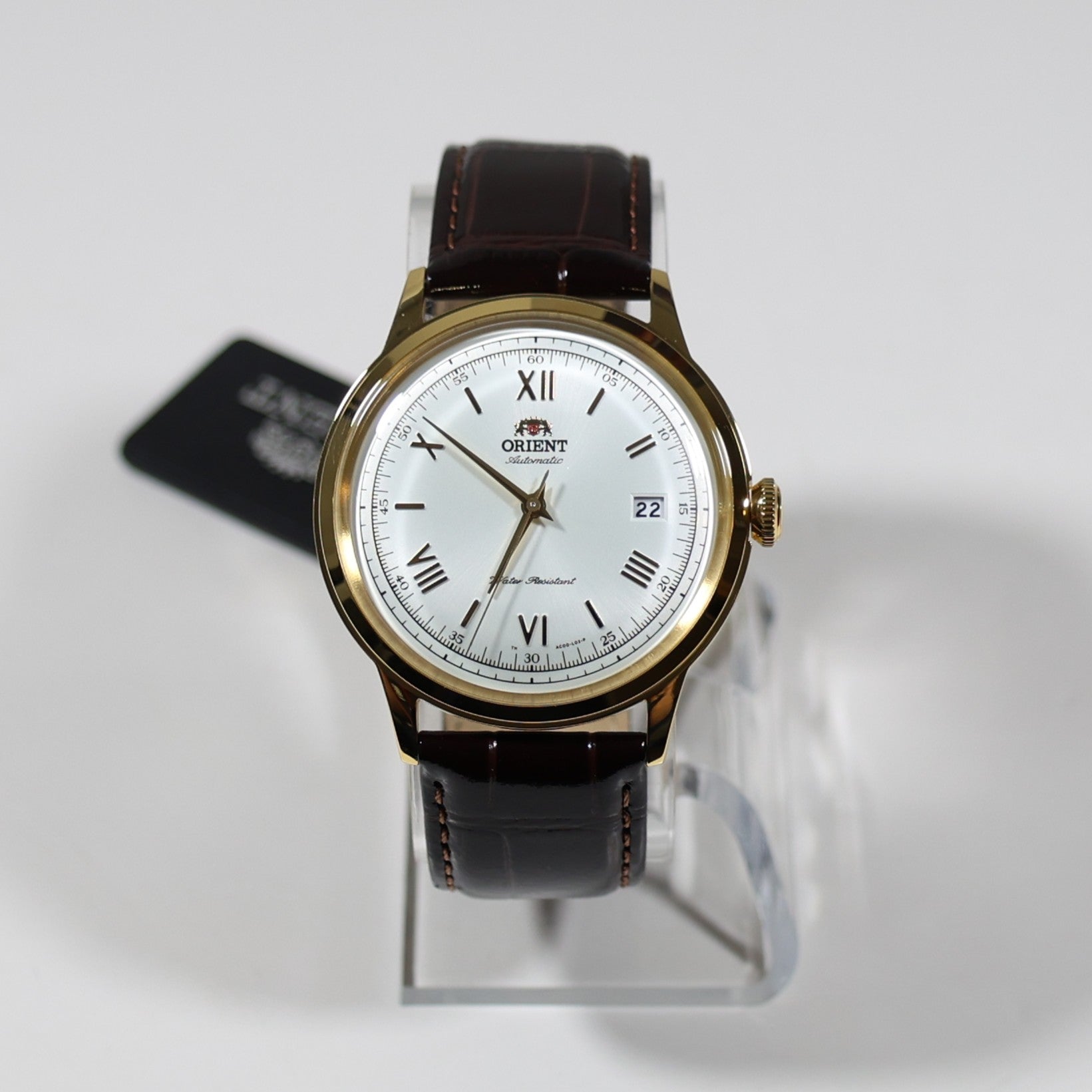 Orient Classic Gold Tone White Dial Brown Leather Strap Men's Watch TAC00007WO - Chronobuy
