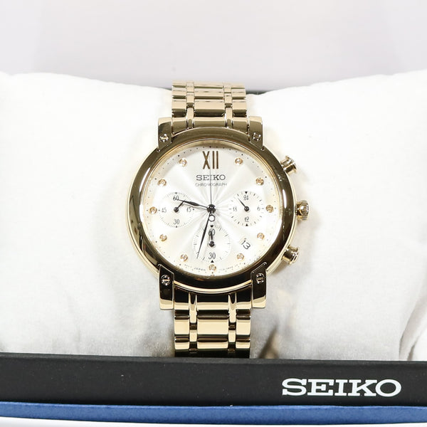 seiko chronograph gold watch