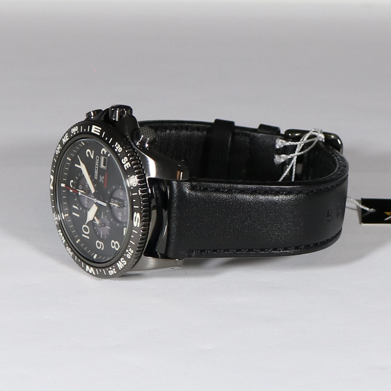 Seiko Prospex Land Solar Chronograph Men's Black Leather Strap Watch SSC707P1