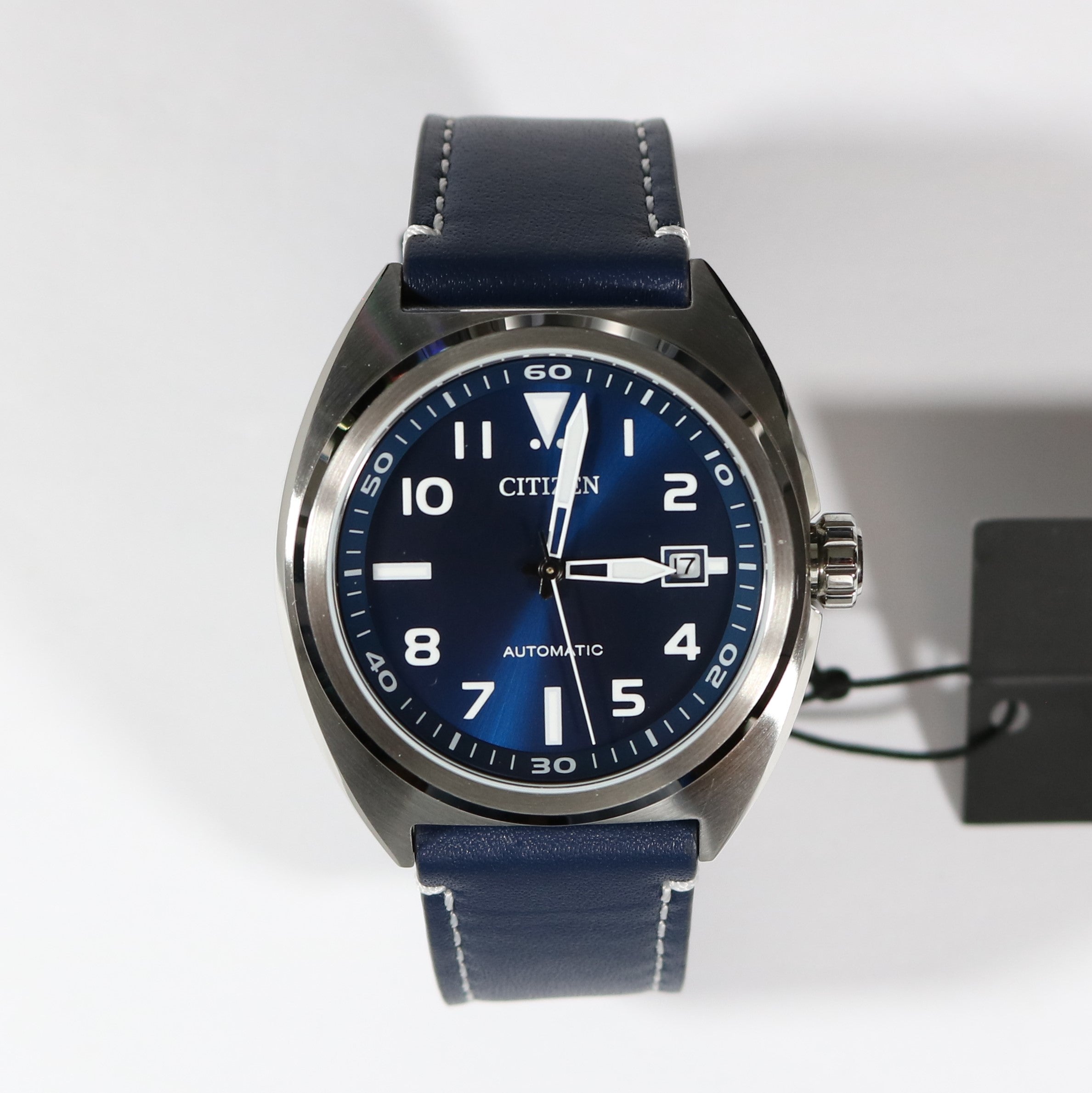 Citizen Automatic Stainless Steel Blue Dial Leather Strap Men's Watch NJ0100-20L