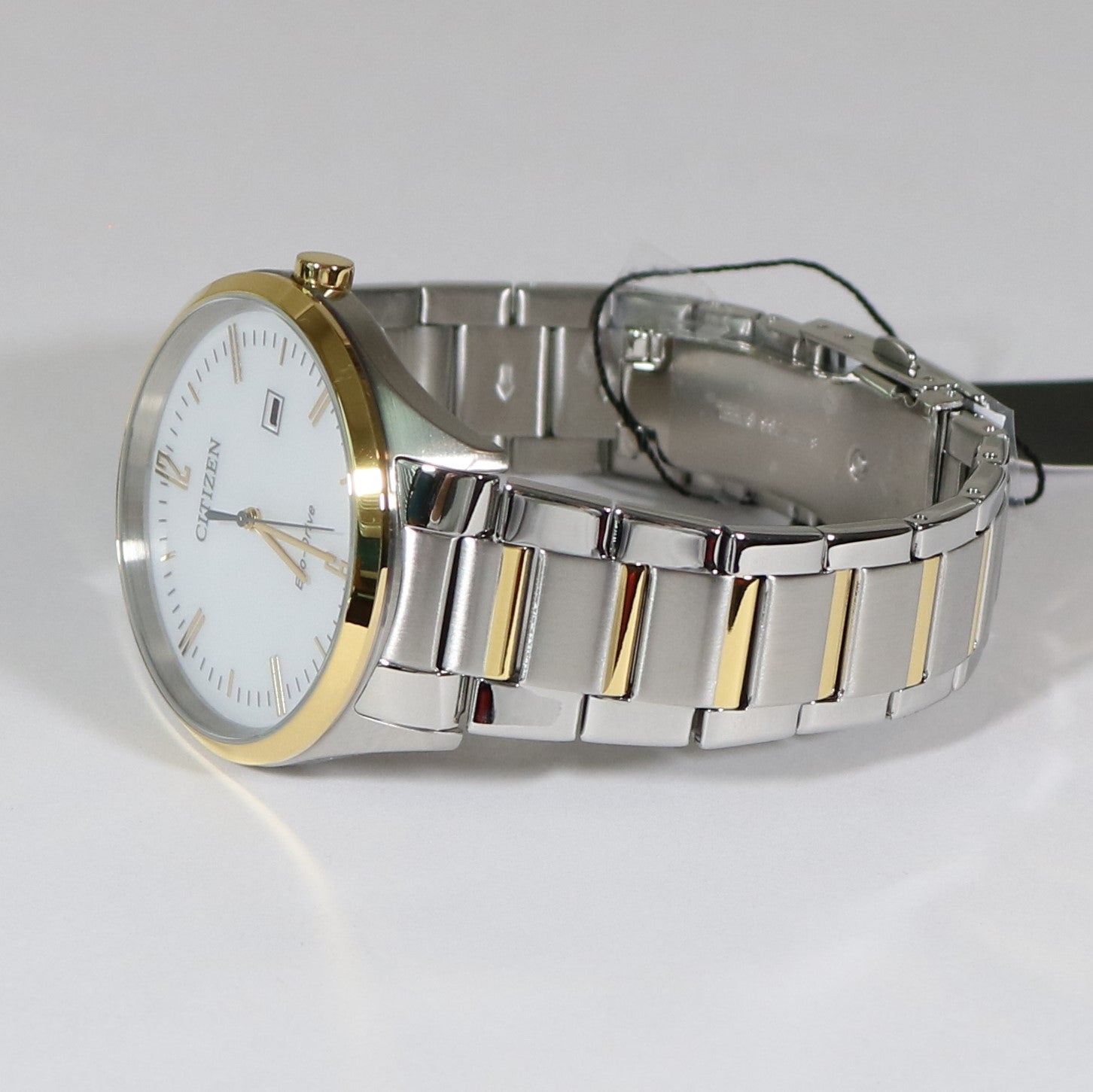 Citizen Eco-Drive Men's Two Tone White Dial Stainless Steel Watch BM7354-85A